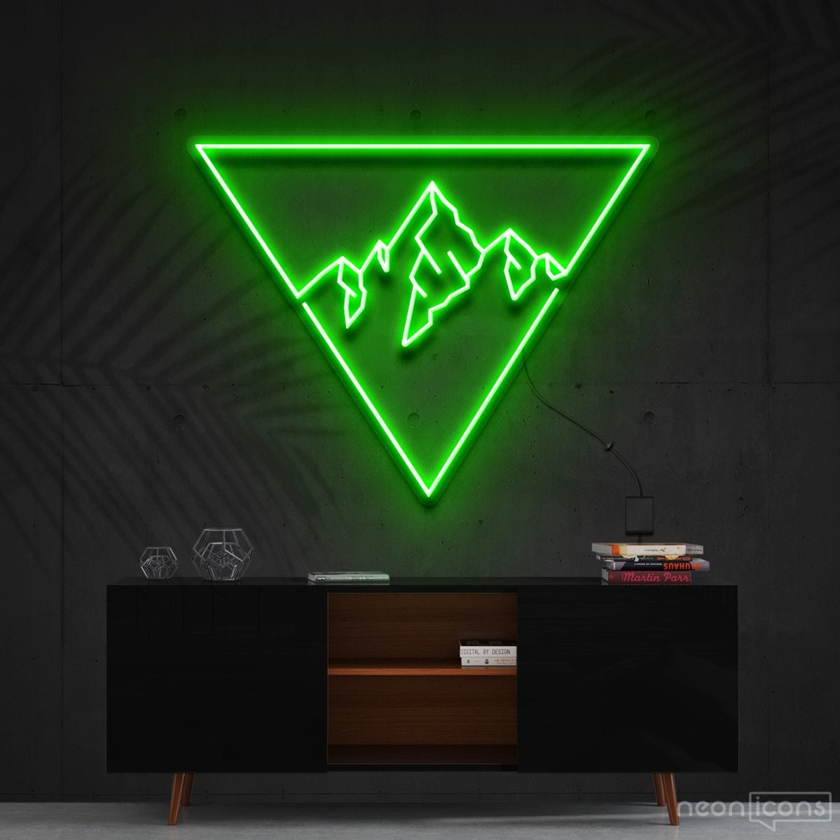 "Everest Triangle" Neon Sign 60cm (2ft) / Green / Cut to Shape by Neon Icons