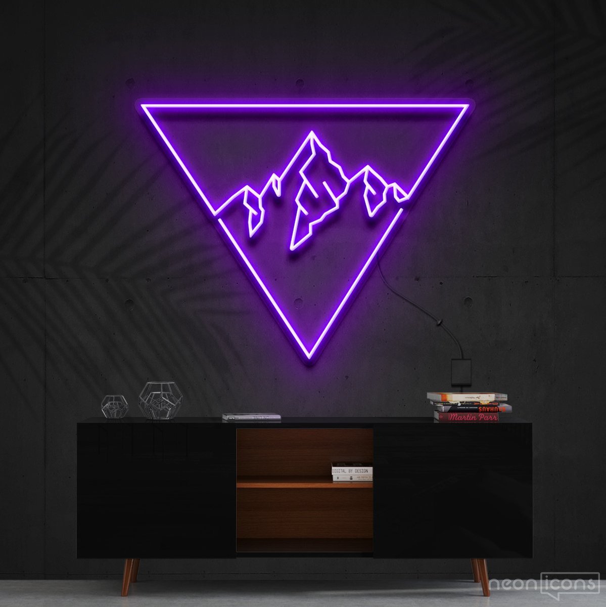 "Everest Triangle" Neon Sign 60cm (2ft) / Purple / Cut to Shape by Neon Icons