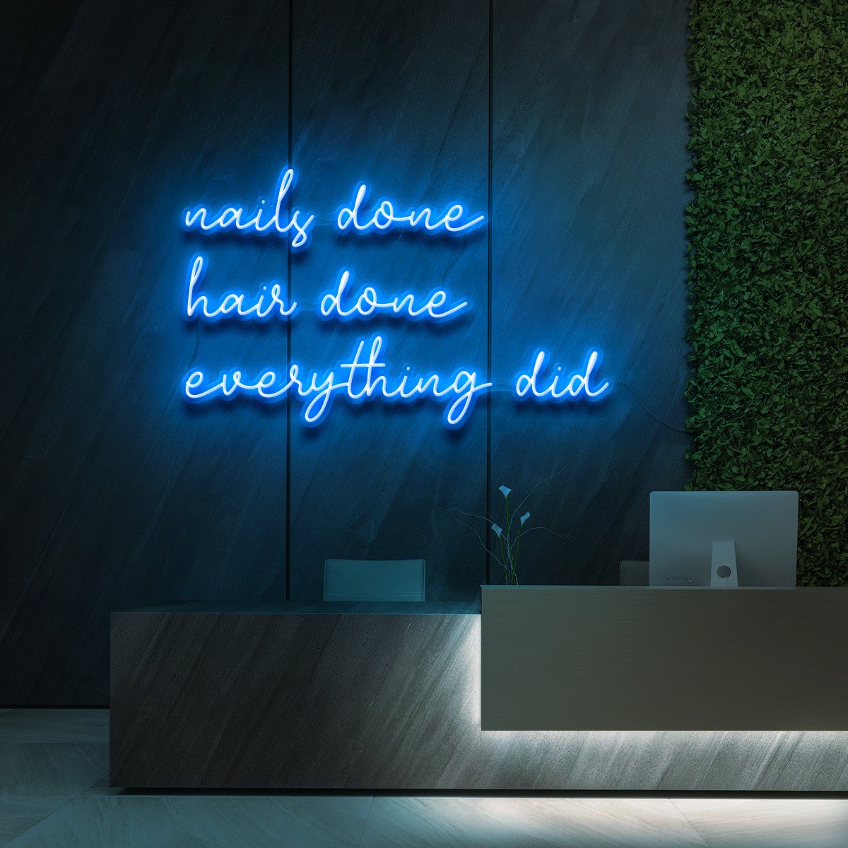 "Everything Did" Neon Sign for Beauty Salons & Cosmetic Studios 90cm (3ft) / Ice Blue / LED Neon by Neon Icons