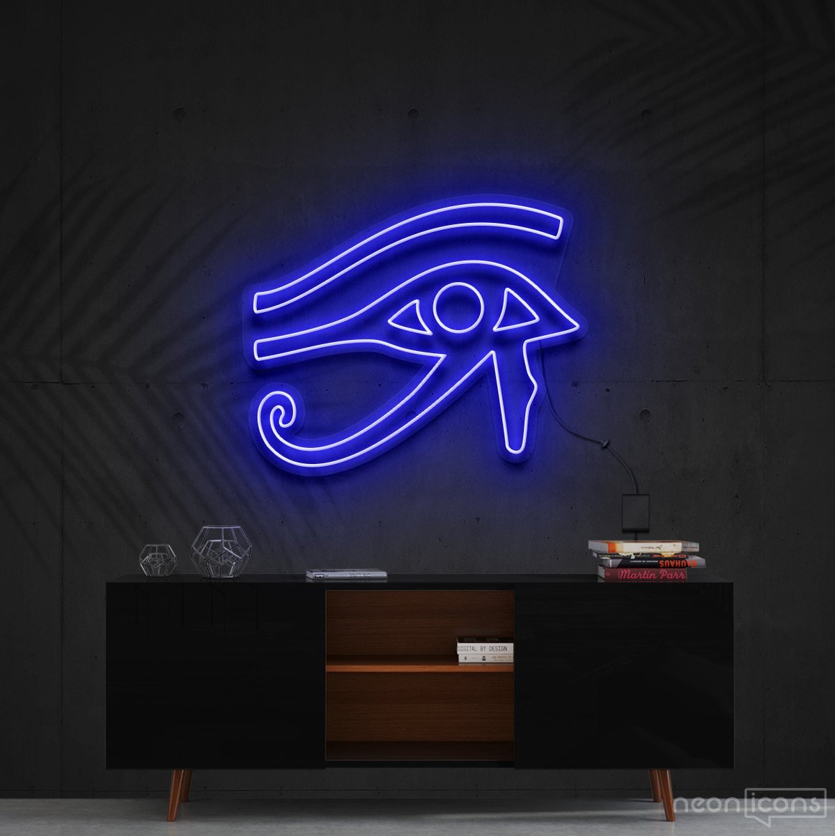 "Eye of Horus" Neon Sign 60cm (2ft) / Blue / Cut to Shape by Neon Icons