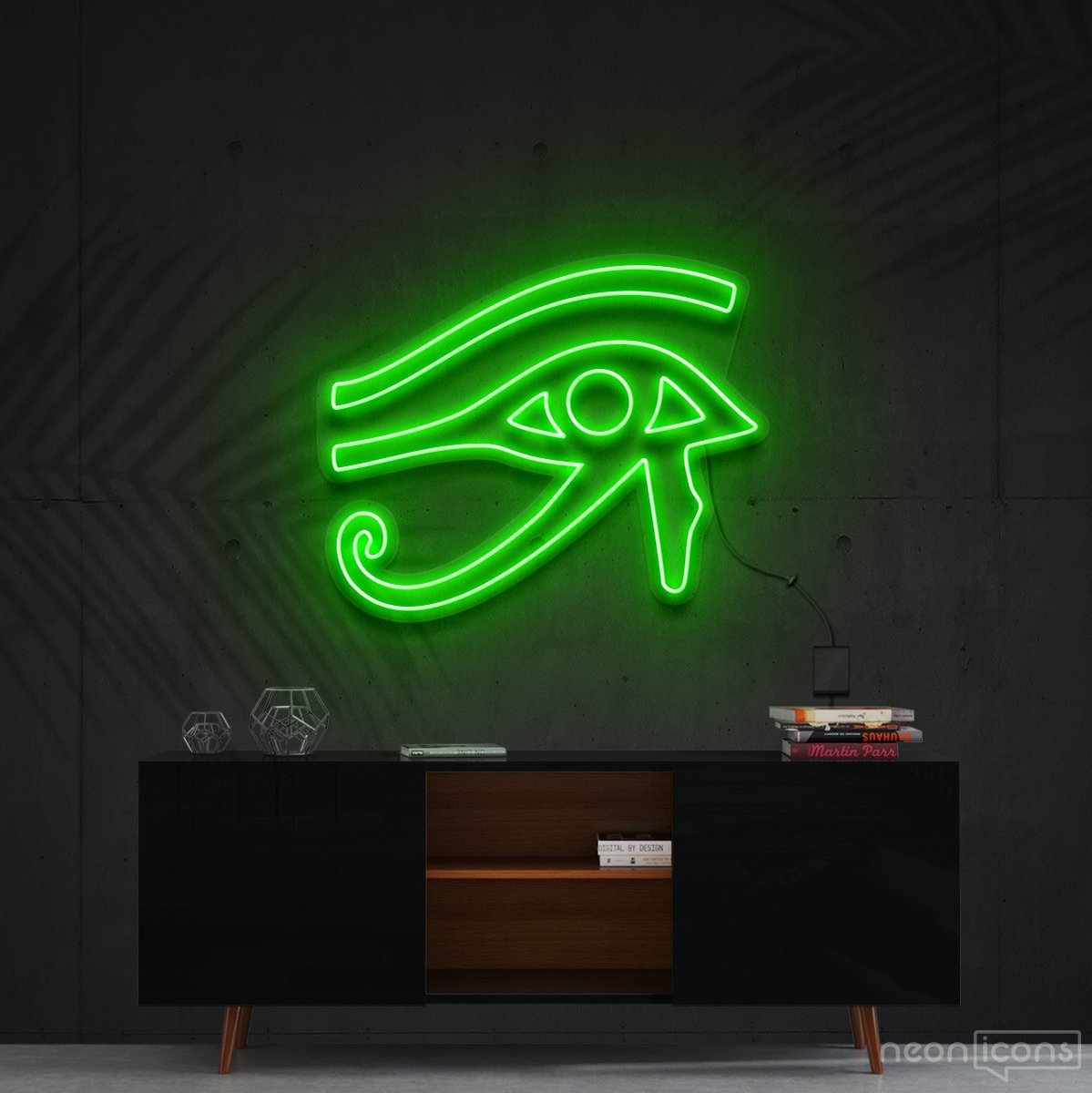 "Eye of Horus" Neon Sign 60cm (2ft) / Green / Cut to Shape by Neon Icons