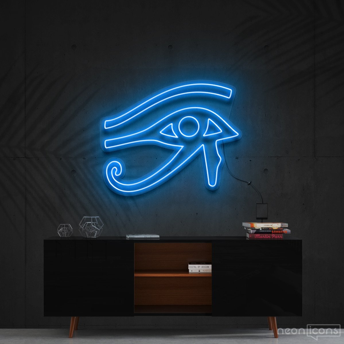 "Eye of Horus" Neon Sign 60cm (2ft) / Ice Blue / Cut to Shape by Neon Icons