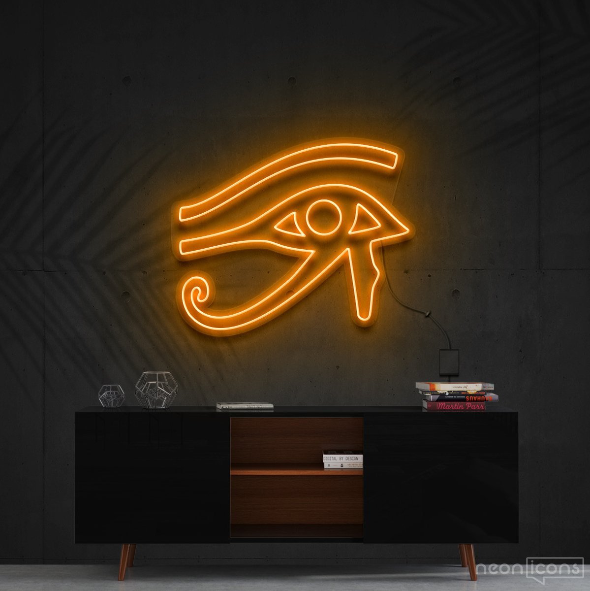"Eye of Horus" Neon Sign 60cm (2ft) / Orange / Cut to Shape by Neon Icons