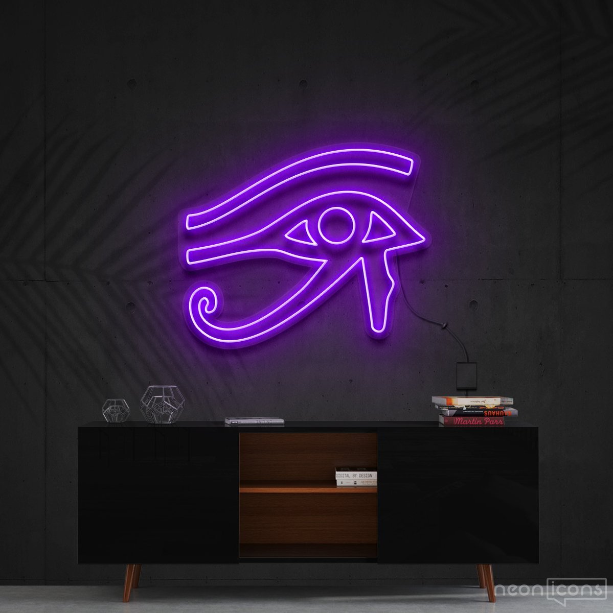 "Eye of Horus" Neon Sign 60cm (2ft) / Purple / Cut to Shape by Neon Icons