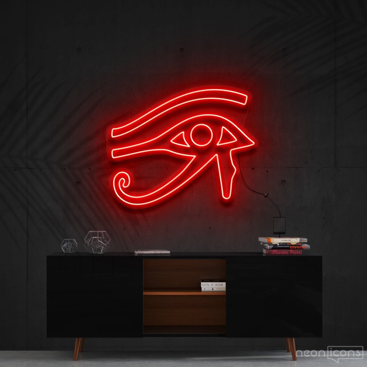 "Eye of Horus" Neon Sign 60cm (2ft) / Red / Cut to Shape by Neon Icons