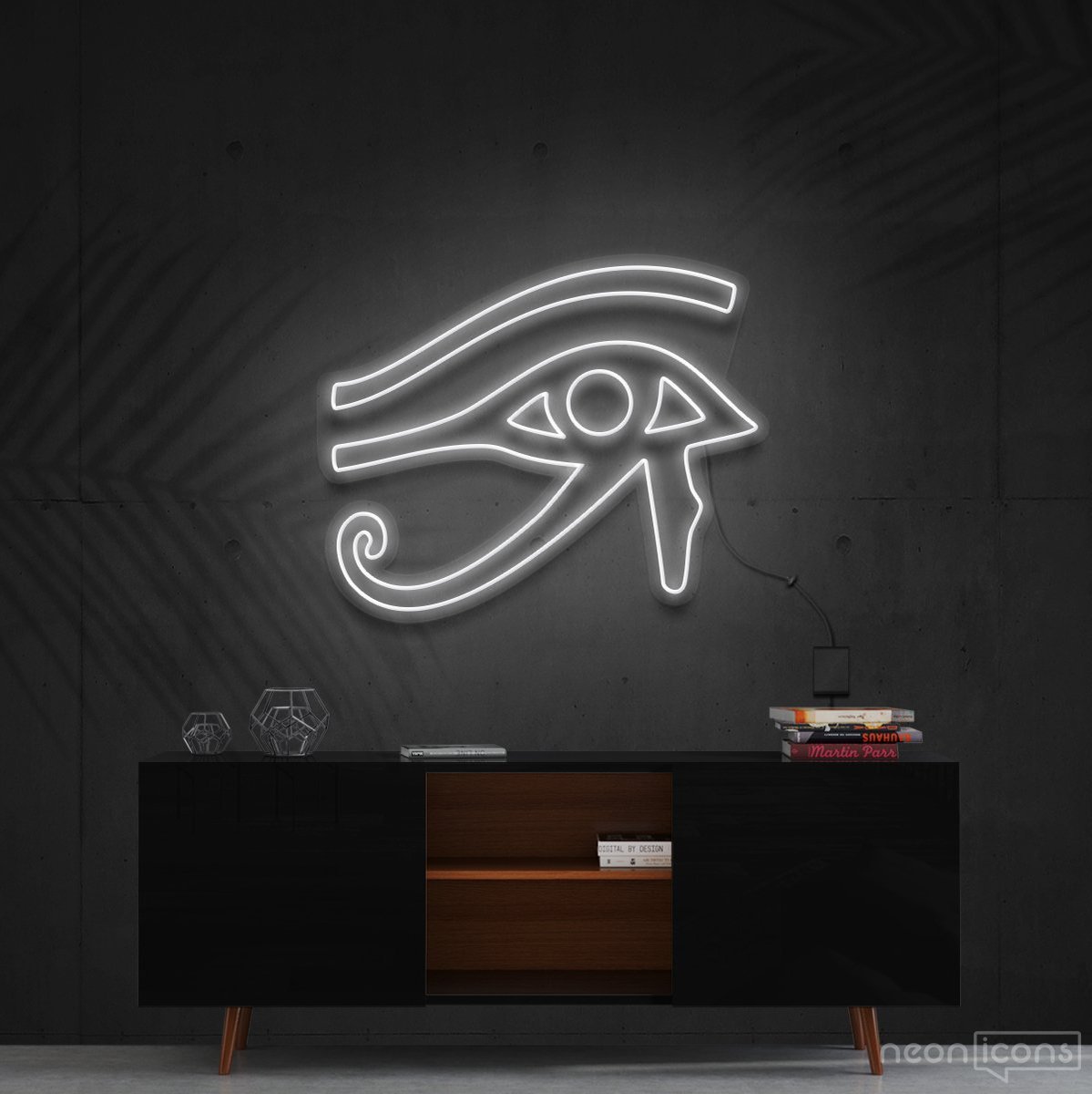 "Eye of Horus" Neon Sign 60cm (2ft) / White / Cut to Shape by Neon Icons