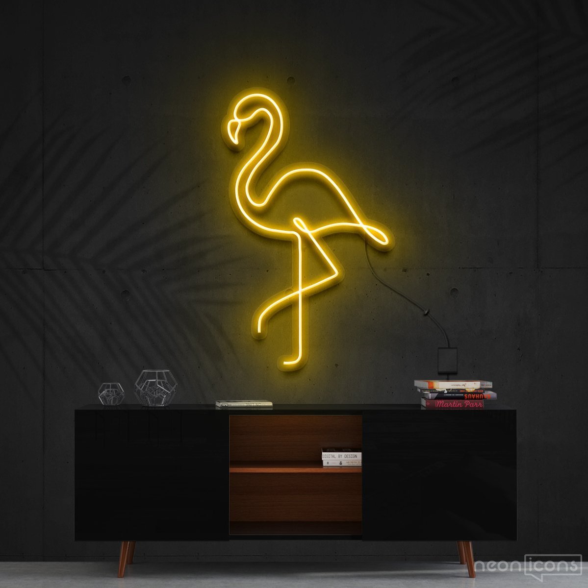 "Flamingo" Neon Sign 60cm (2ft) / Yellow / Cut to Shape by Neon Icons