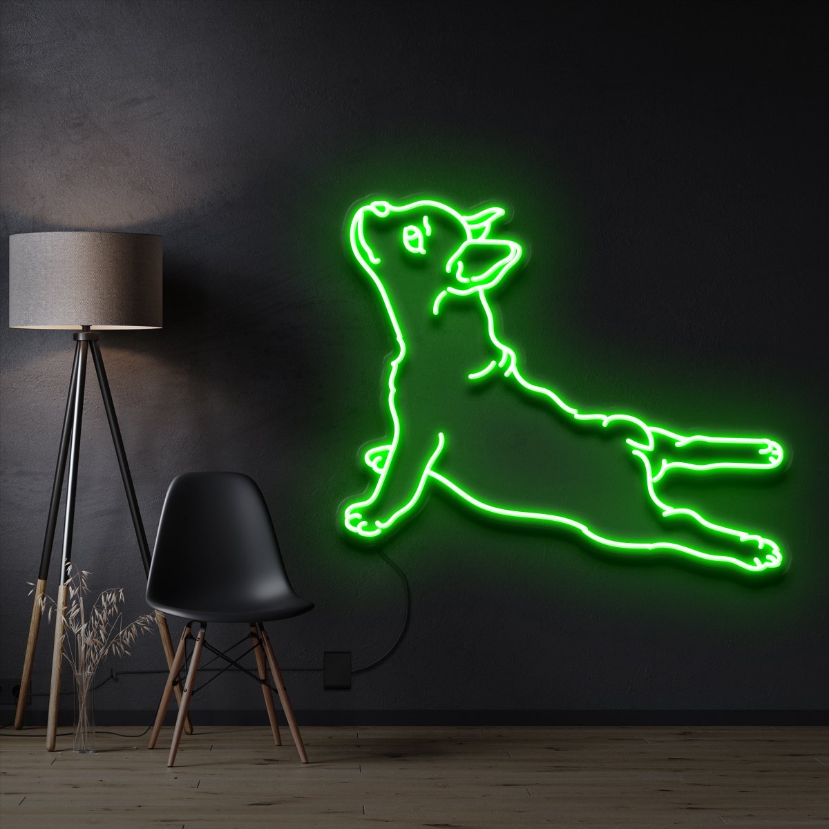 "French Bulldog" Pet Neon Sign 60cm / Green / Cut to Shape by Neon Icons