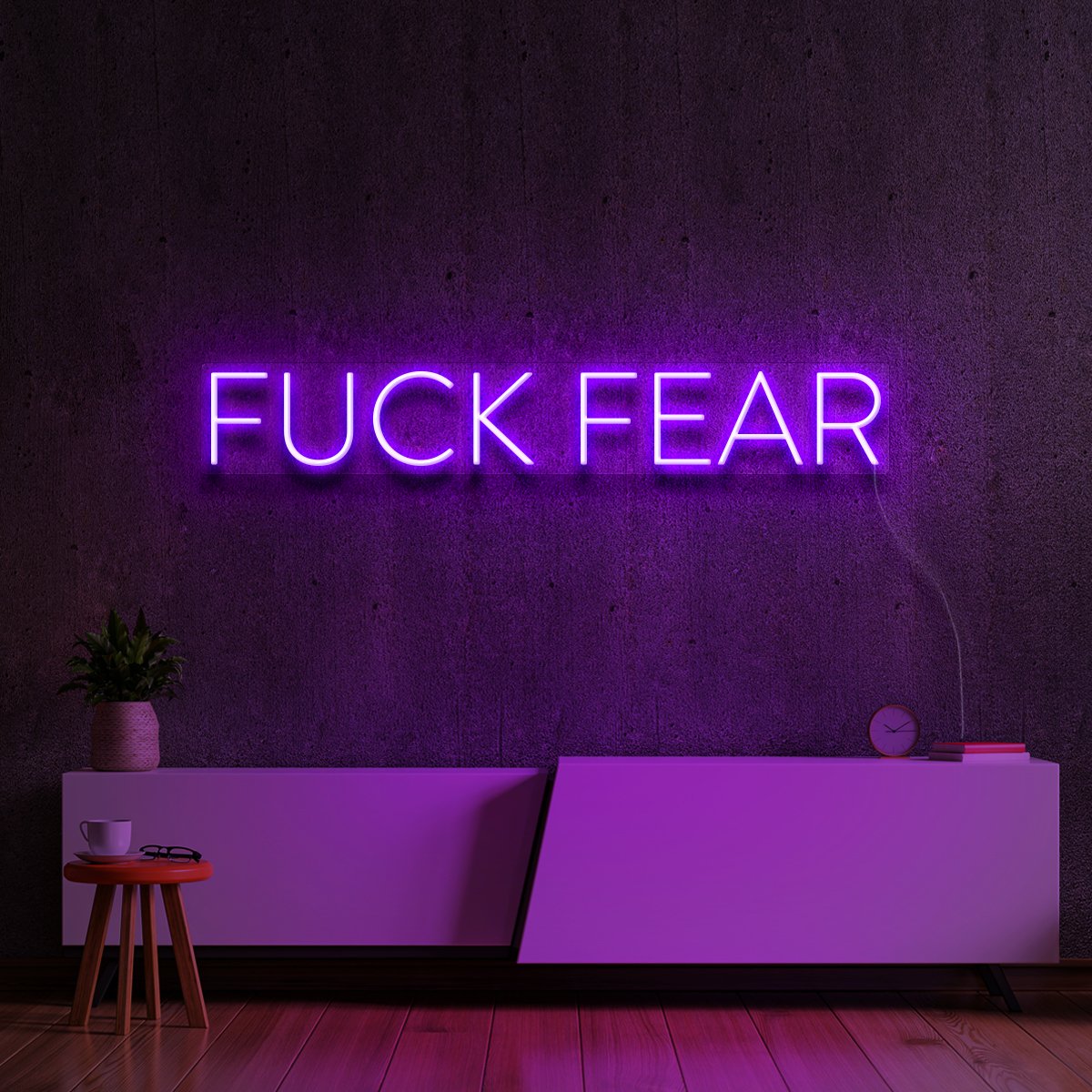 "FUCK FEAR" Neon Sign 60cm (2ft) / Purple / LED Neon by Neon Icons