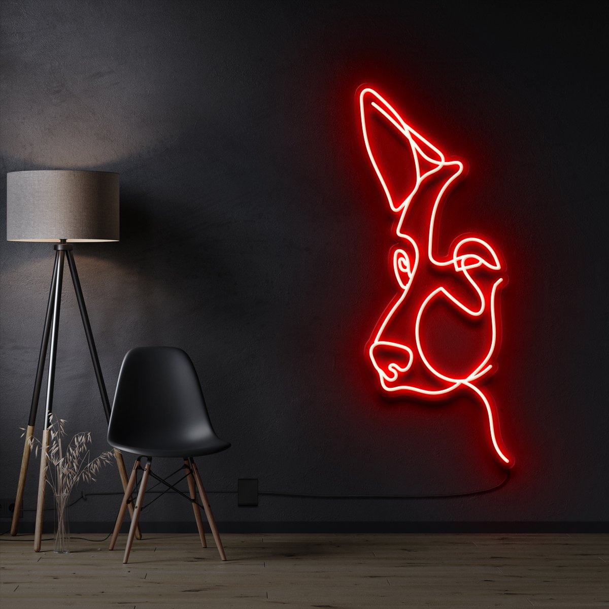 "German Shepherd Line Art" Pet Neon Sign 60cm / Red / Cut to Shape by Neon Icons