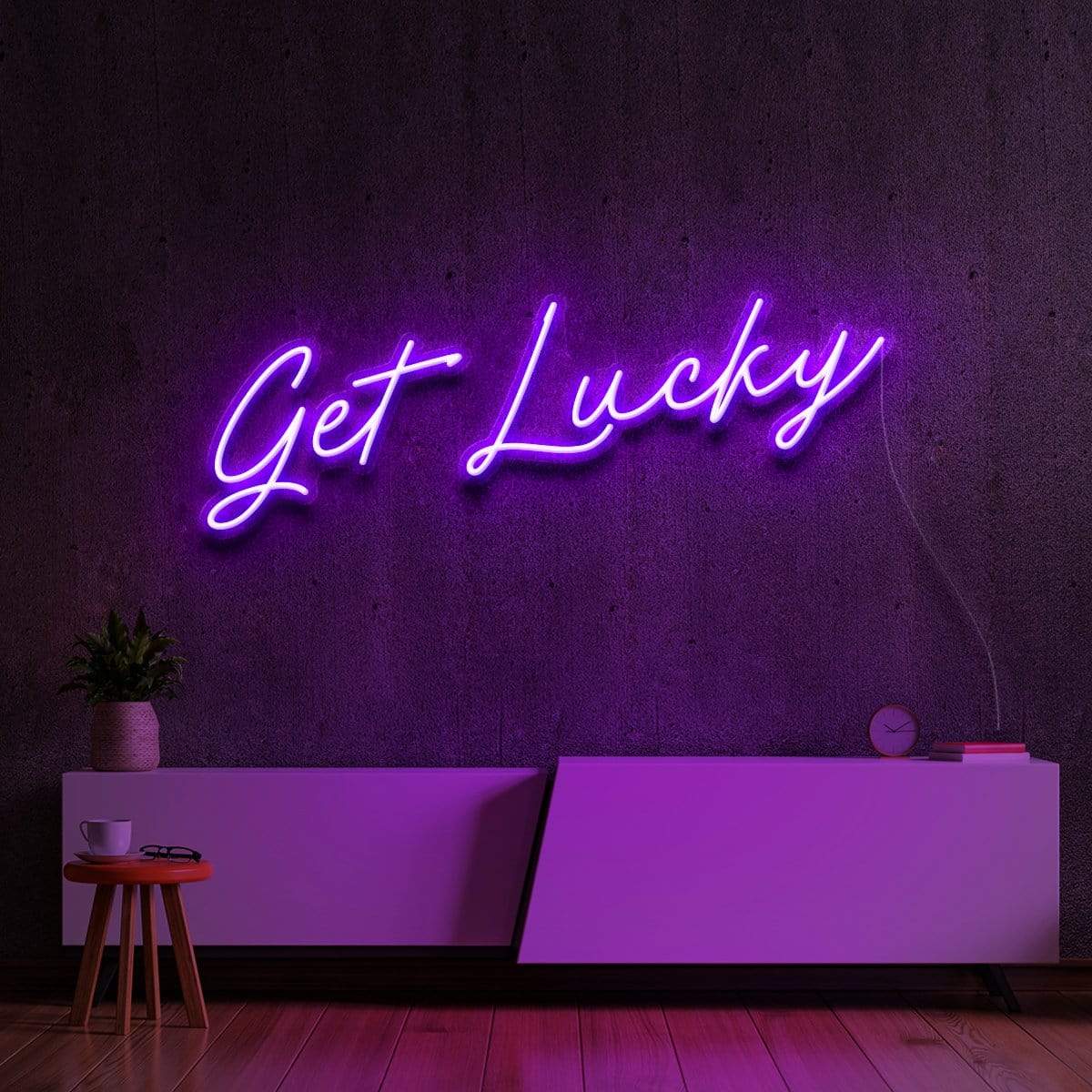 "Get Lucky" Neon Sign 60cm (2ft) / Purple / LED Neon by Neon Icons