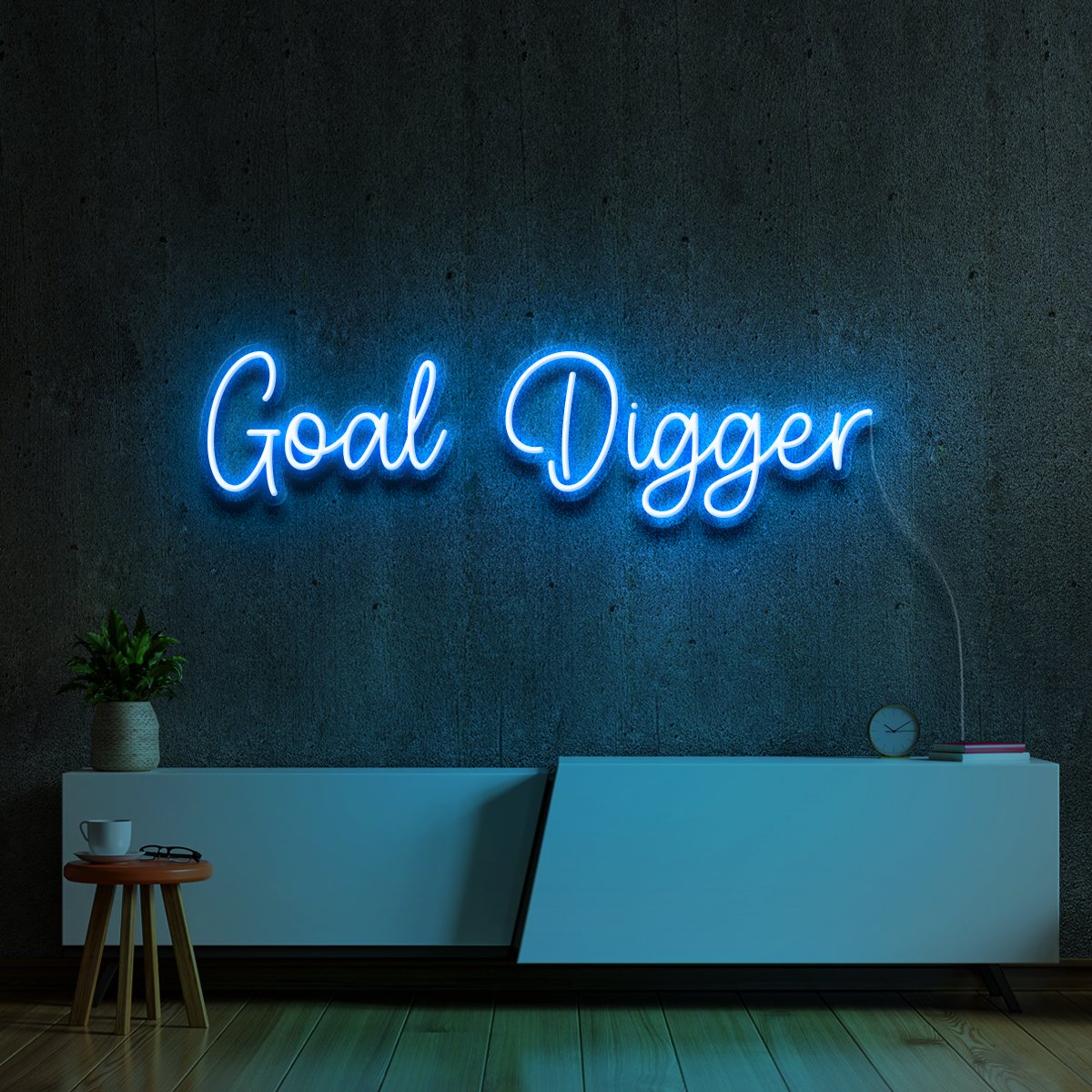 "Goal Digger" Neon Sign 60cm (2ft) / Ice Blue / LED Neon by Neon Icons