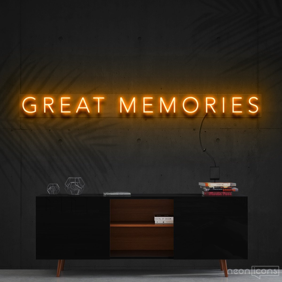 "Great Memories" Neon Sign 120cm (4ft) / Orange / Cut to Shape by Neon Icons