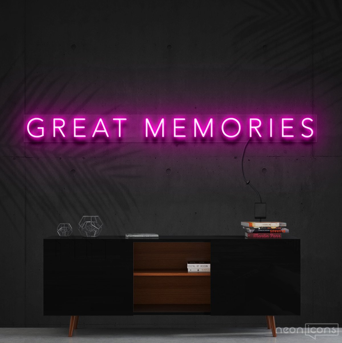 "Great Memories" Neon Sign 120cm (4ft) / Pink / Cut to Shape by Neon Icons