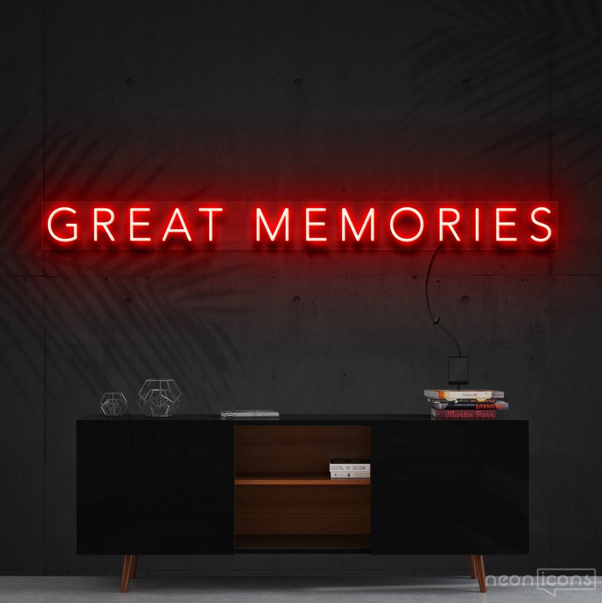"Great Memories" Neon Sign 120cm (4ft) / Red / Cut to Shape by Neon Icons