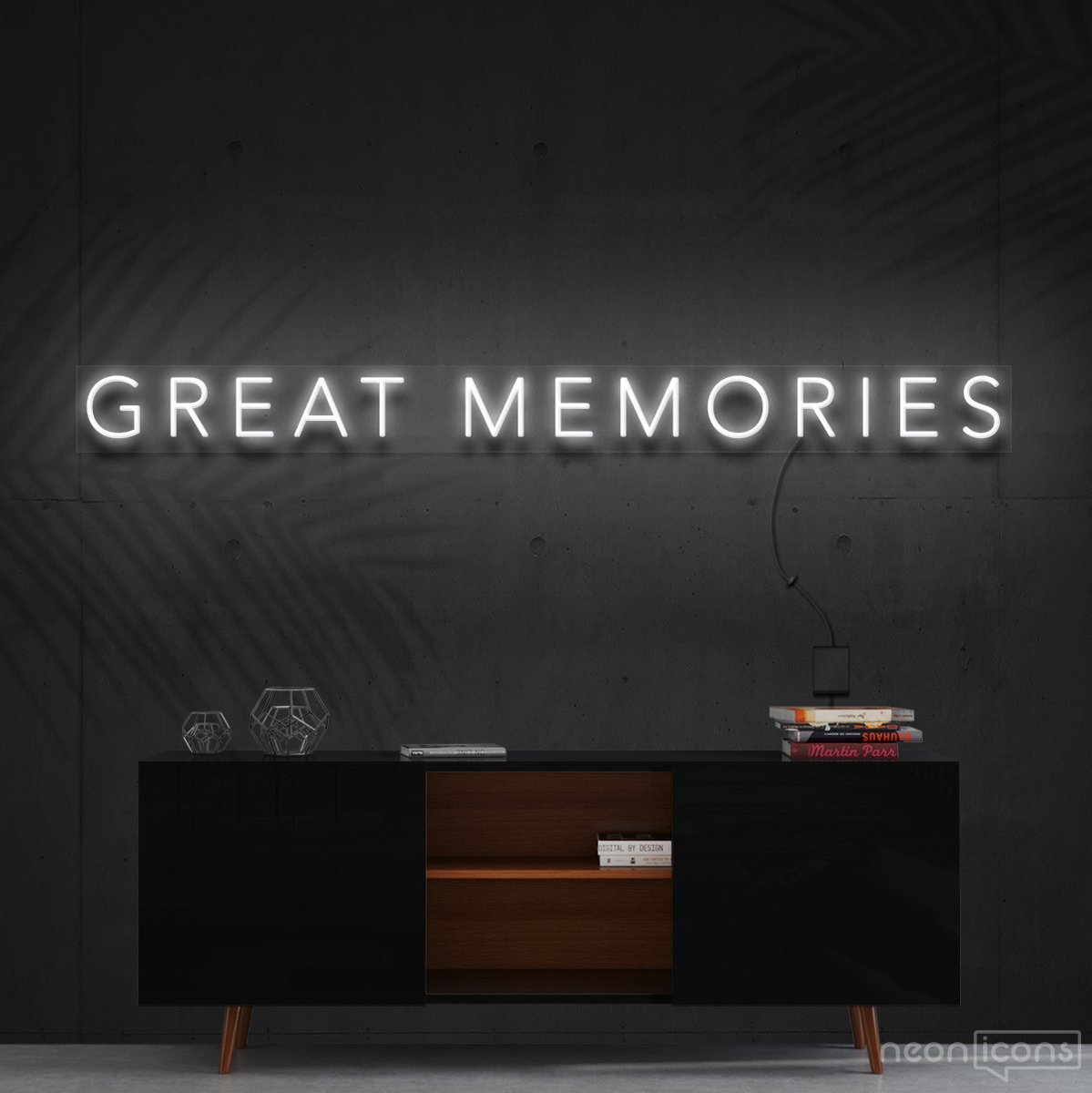 "Great Memories" Neon Sign 120cm (4ft) / White / Cut to Shape by Neon Icons