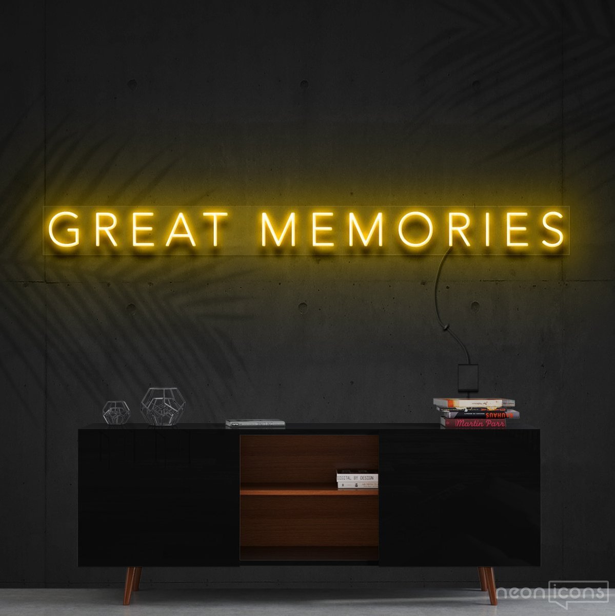 "Great Memories" Neon Sign 120cm (4ft) / Yellow / Cut to Shape by Neon Icons