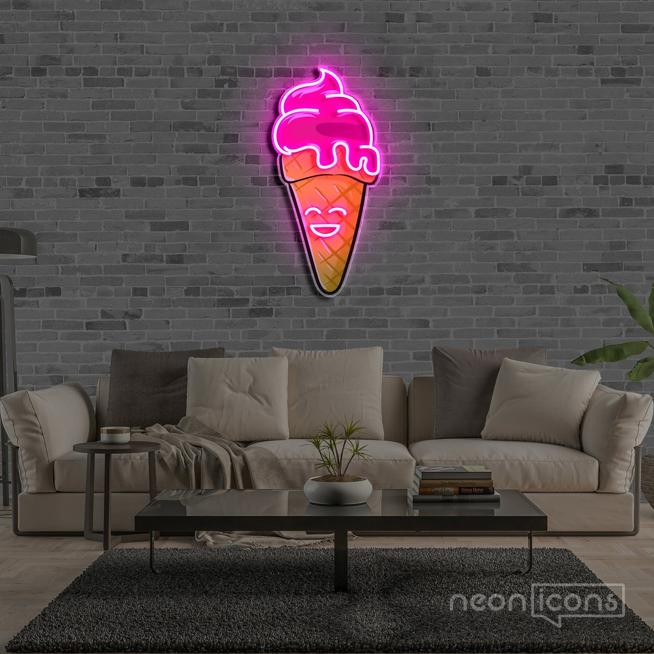 "Happycream Cone V2" Neon x Acrylic Artwork by Neon Icons