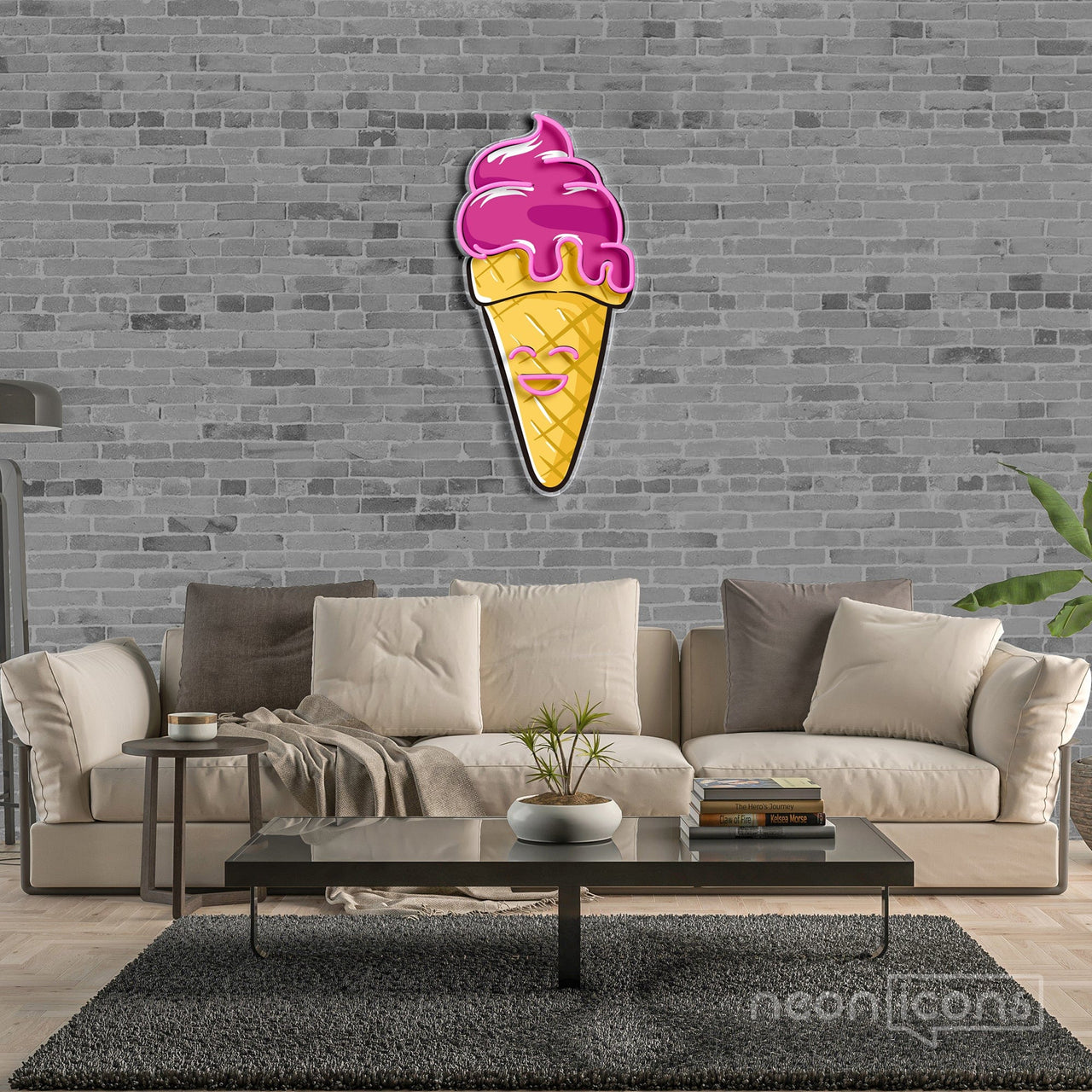 "Happycream Cone V2" Neon x Acrylic Artwork by Neon Icons
