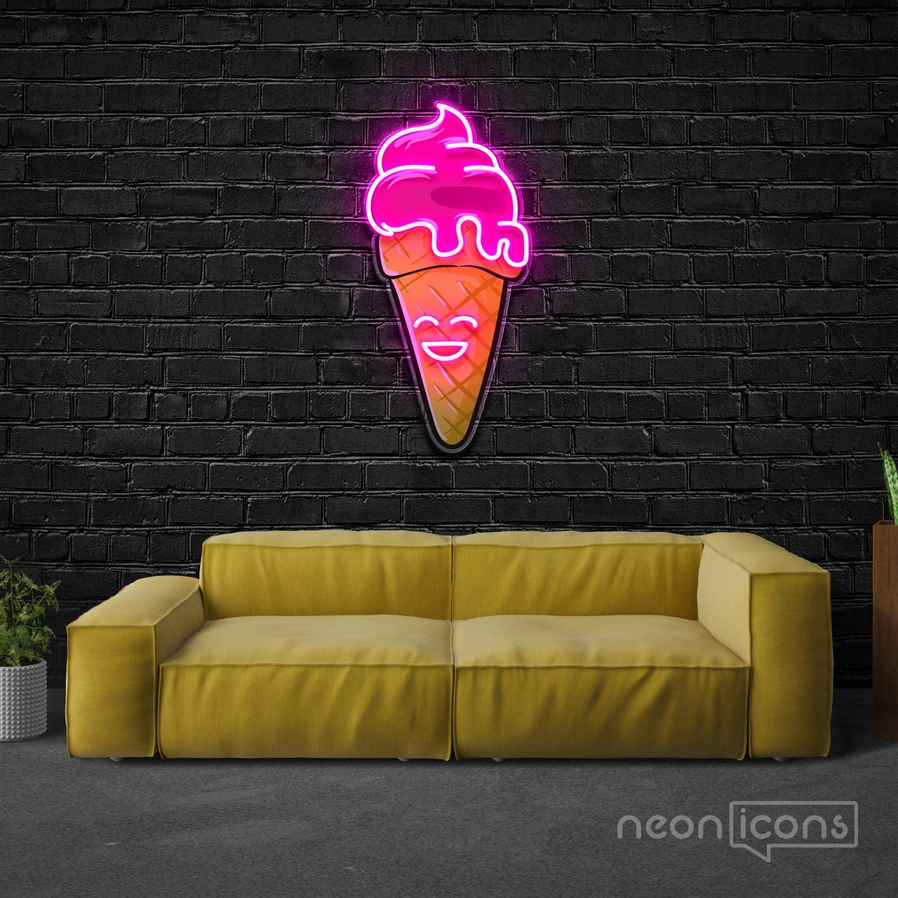 "Happycream Cone V2" Neon x Acrylic Artwork by Neon Icons