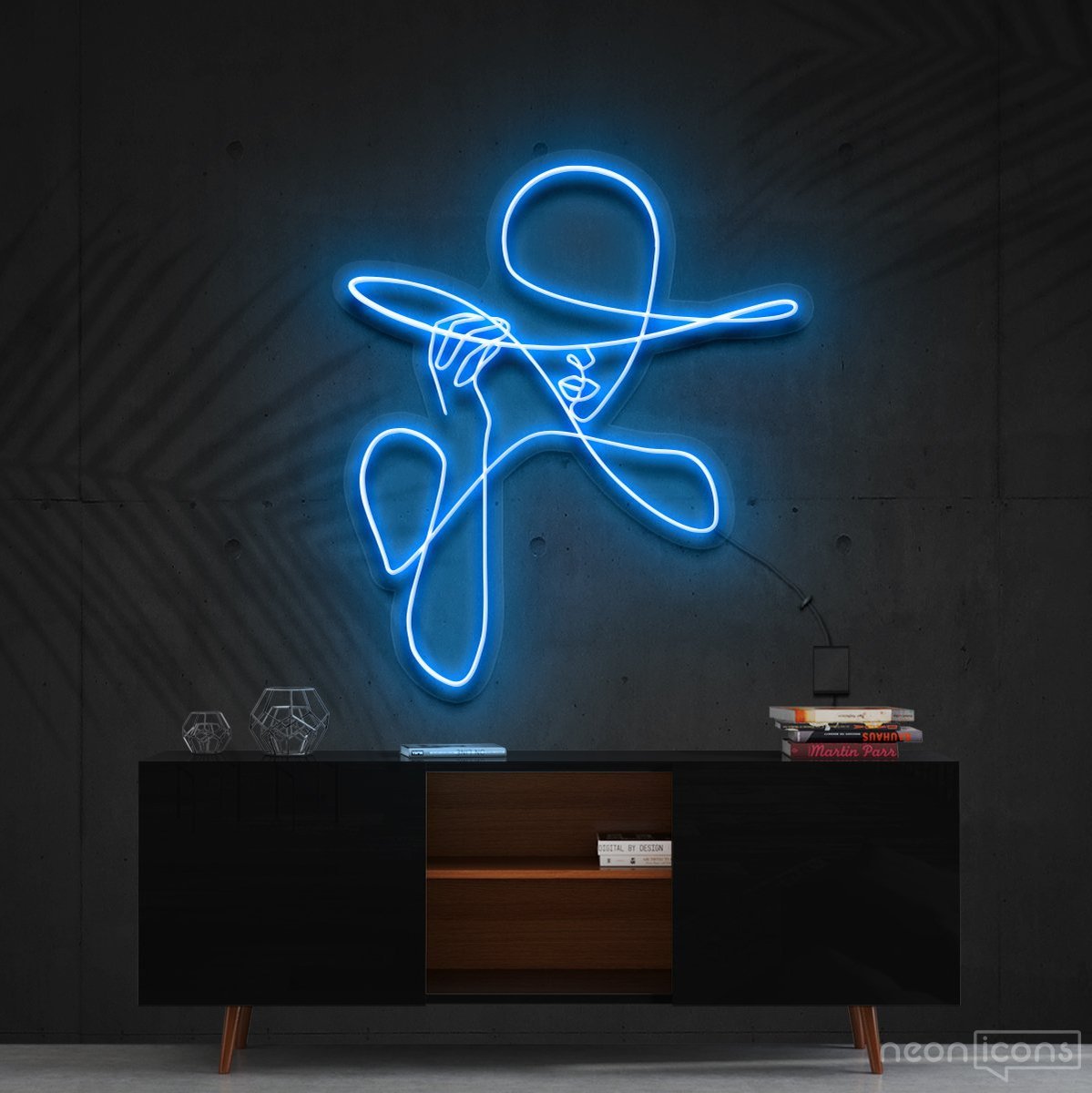 "Haute Couture" Neon Sign 90cm (3ft) / Ice Blue / Cut to Shape by Neon Icons