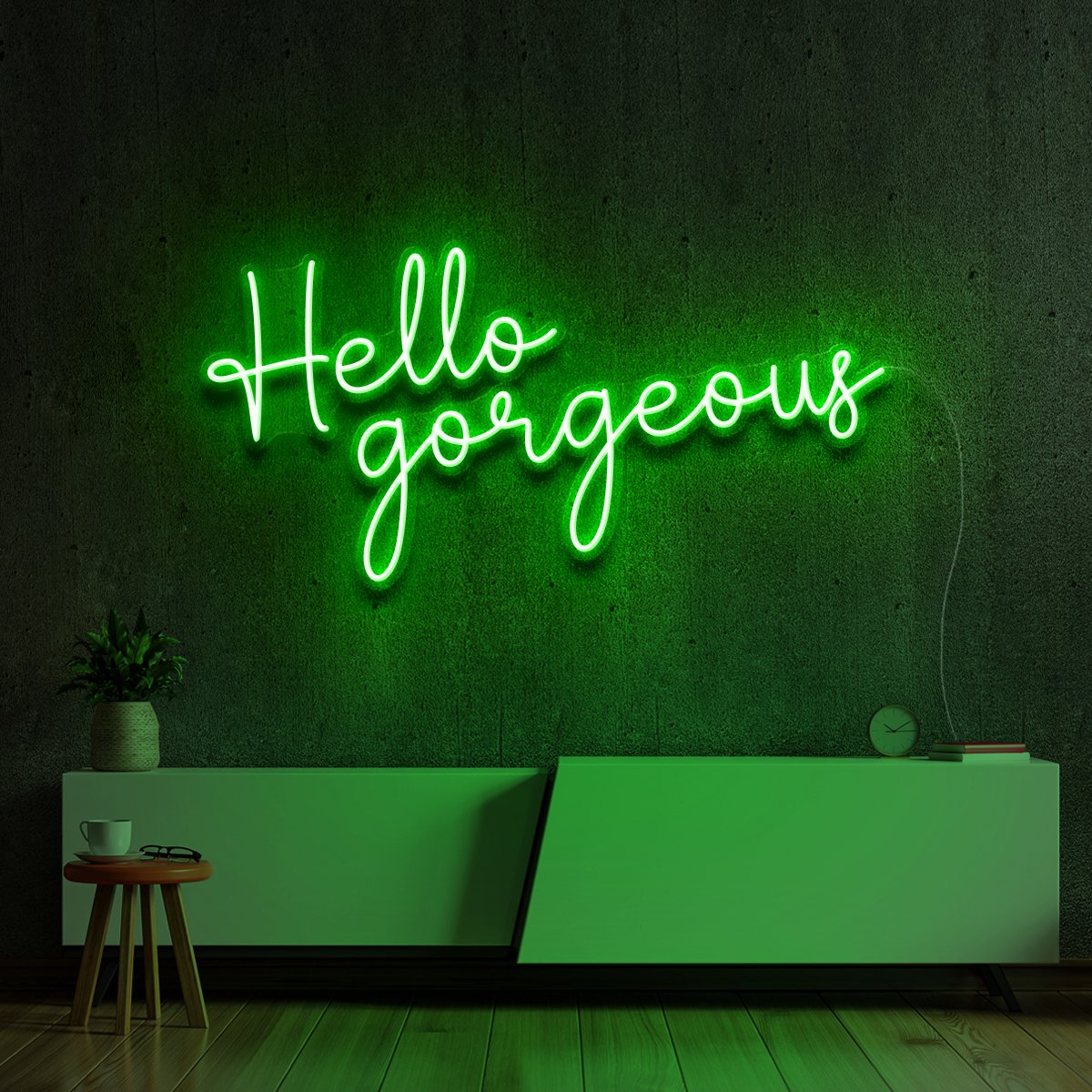 "Hello Gorgeous" Neon Sign 60cm (2ft) / Green / LED Neon by Neon Icons