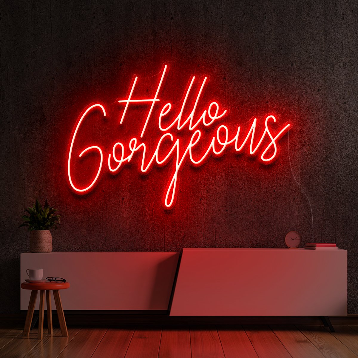 "Hello Gorgeous V2" Neon Sign 60cm (2ft) / Red / LED Neon by Neon Icons