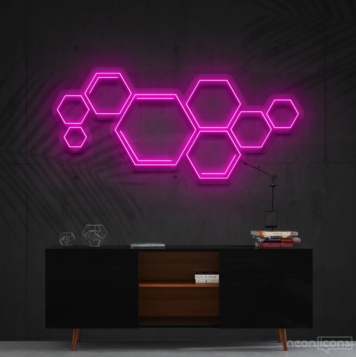 "Honeycomb" Neon Sign 60cm (2ft) / Pink / Cut to Shape by Neon Icons