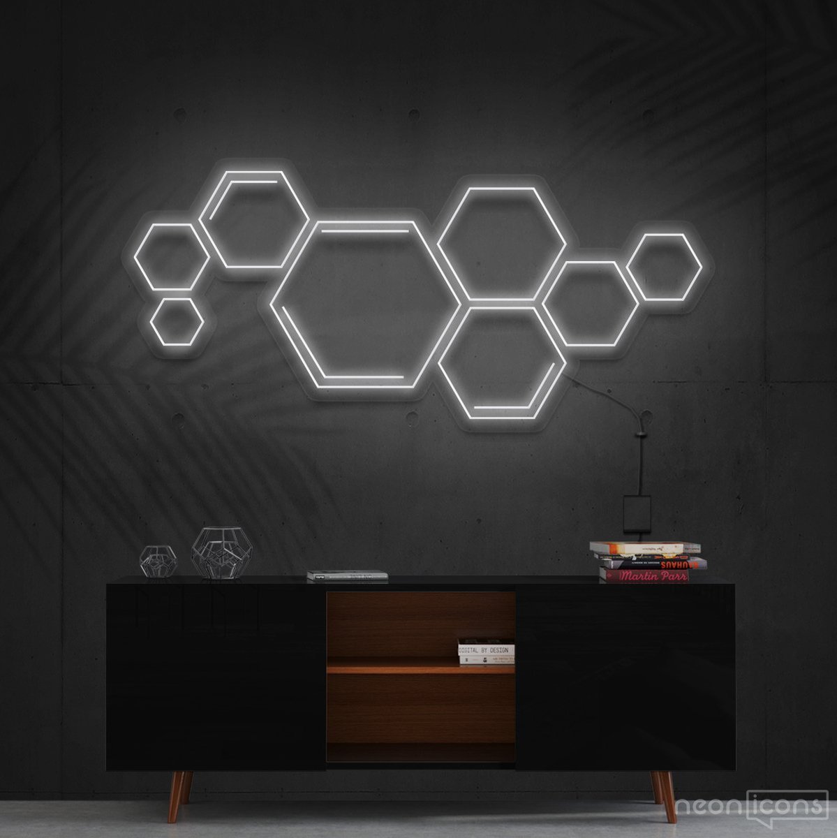"Honeycomb" Neon Sign 60cm (2ft) / White / Cut to Shape by Neon Icons