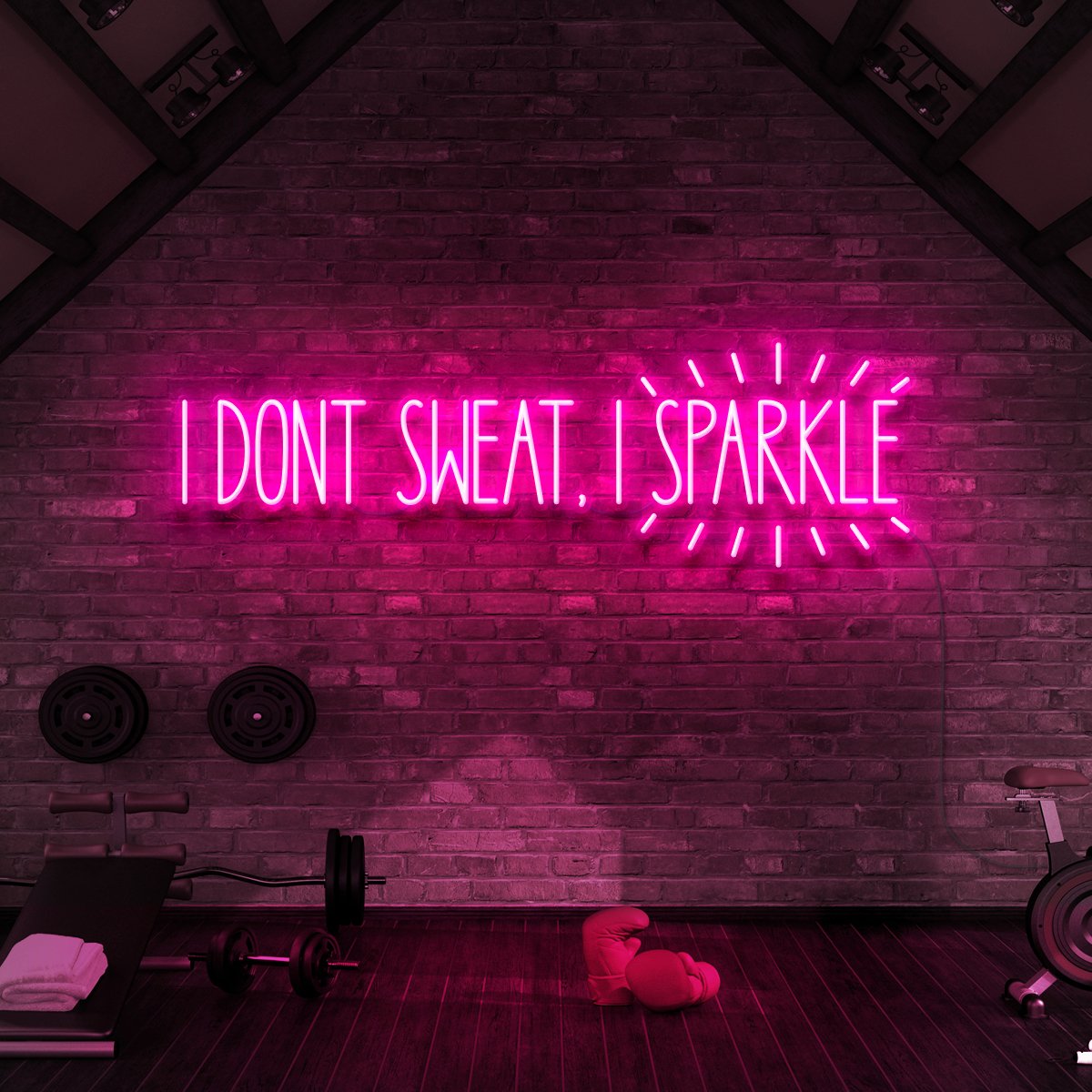 "I Don't Sweat, I Sparkle" Neon Sign for Gyms & Fitness Studios 90cm (3ft) / Pink / LED Neon by Neon Icons