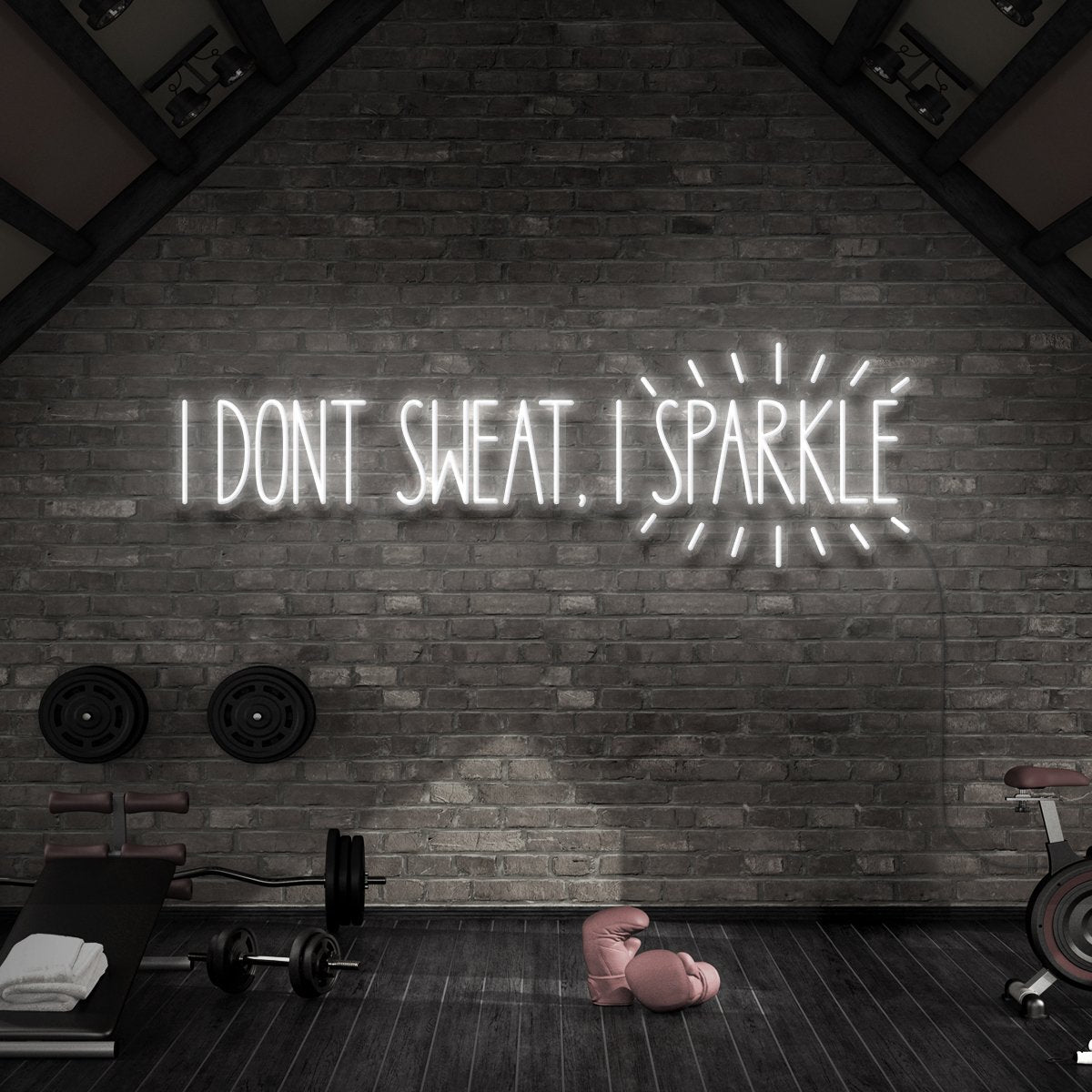"I Don't Sweat, I Sparkle" Neon Sign for Gyms & Fitness Studios by Neon Icons