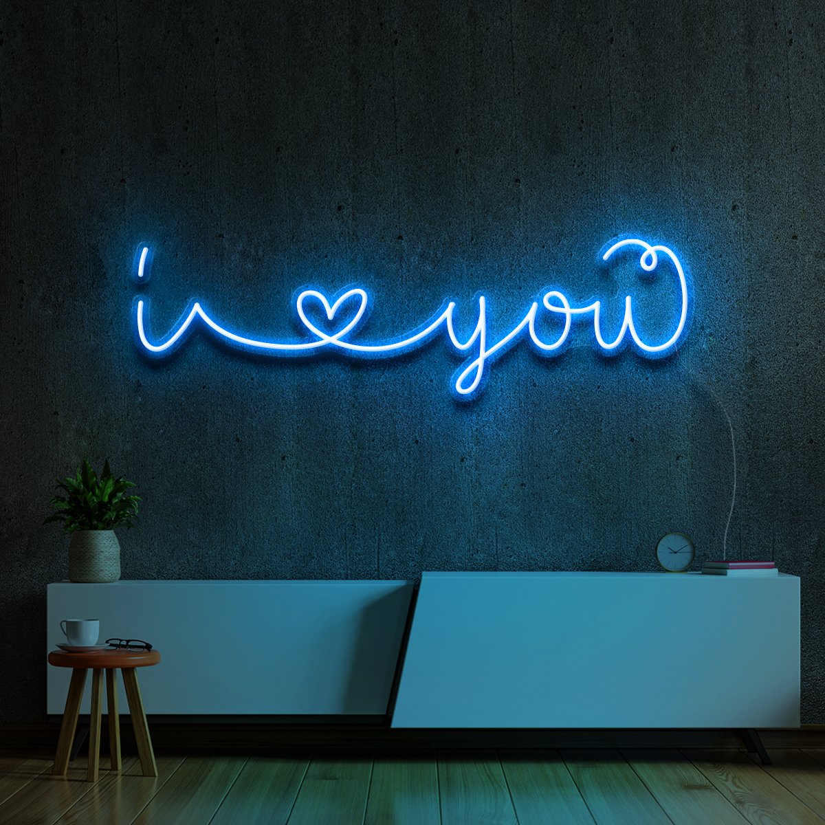"I Love You" Neon Sign 60cm (2ft) / Ice Blue / LED Neon by Neon Icons