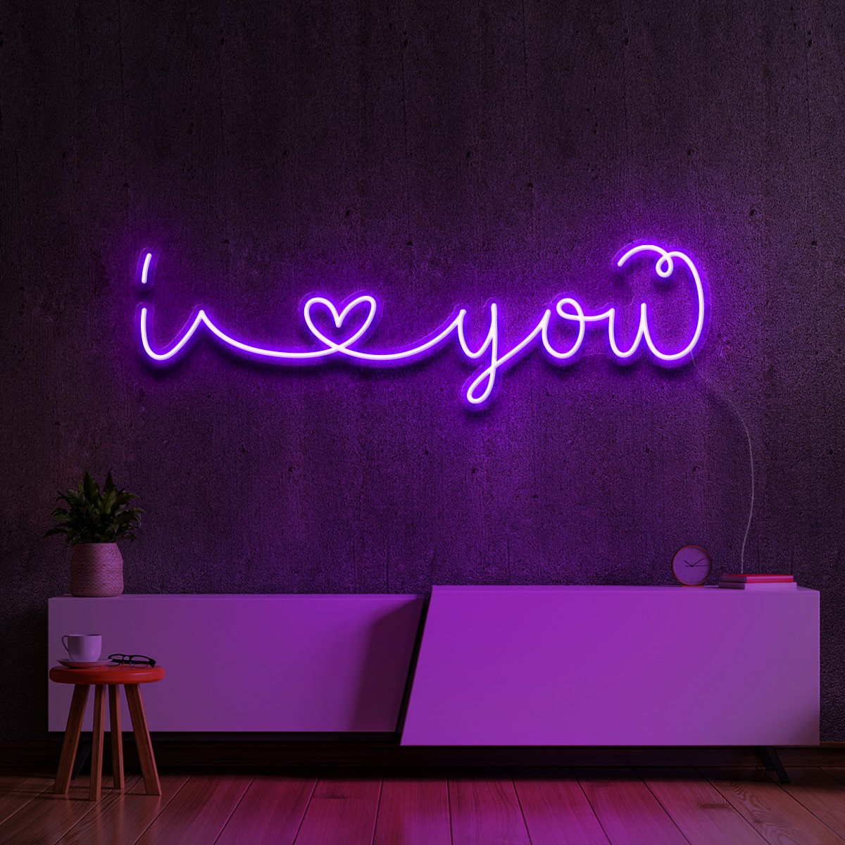 "I Love You" Neon Sign 60cm (2ft) / Purple / LED Neon by Neon Icons