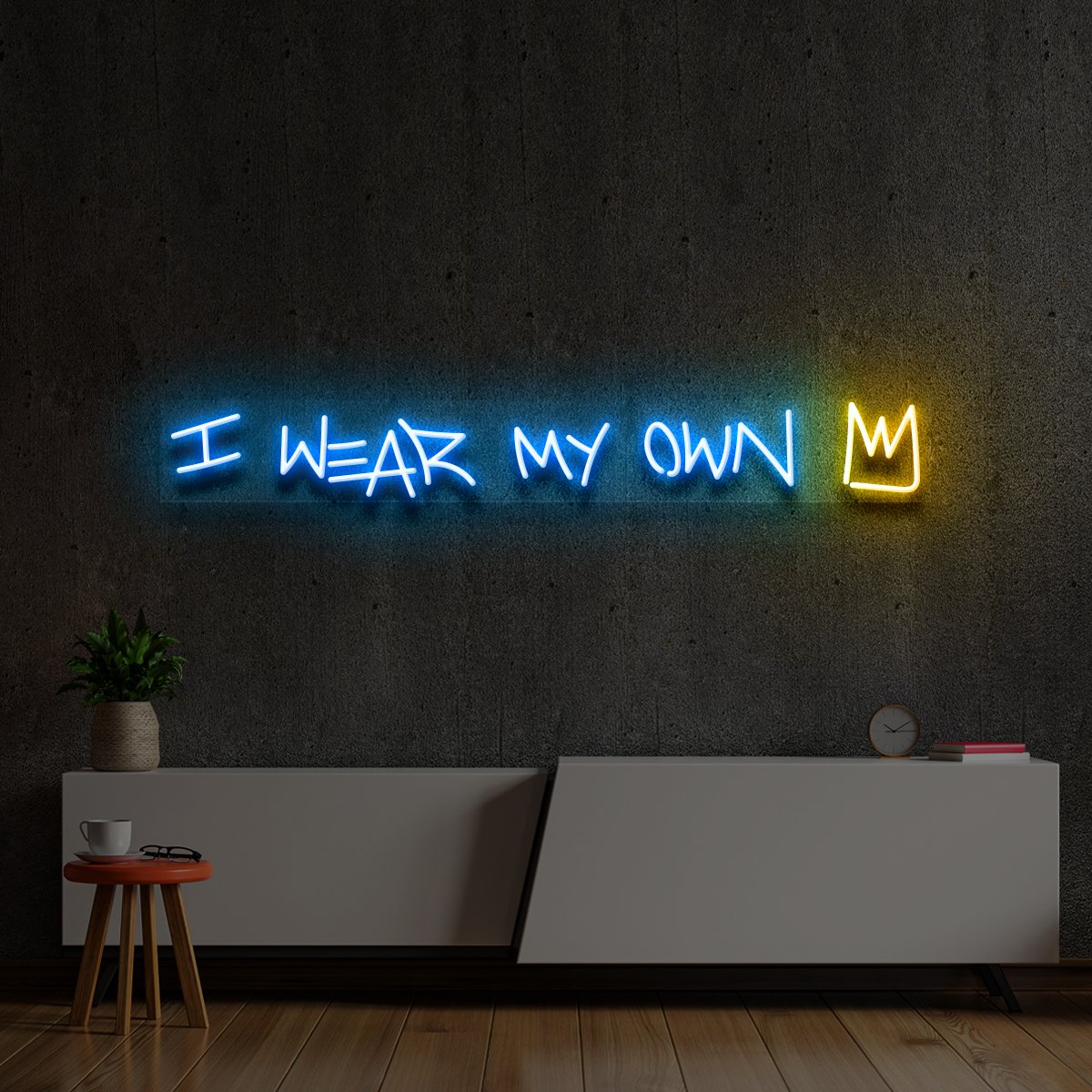"I Wear My Own Crown" Multicolour Neon Sign 90cm (3ft) / Ice Blue / LED Neon by Neon Icons
