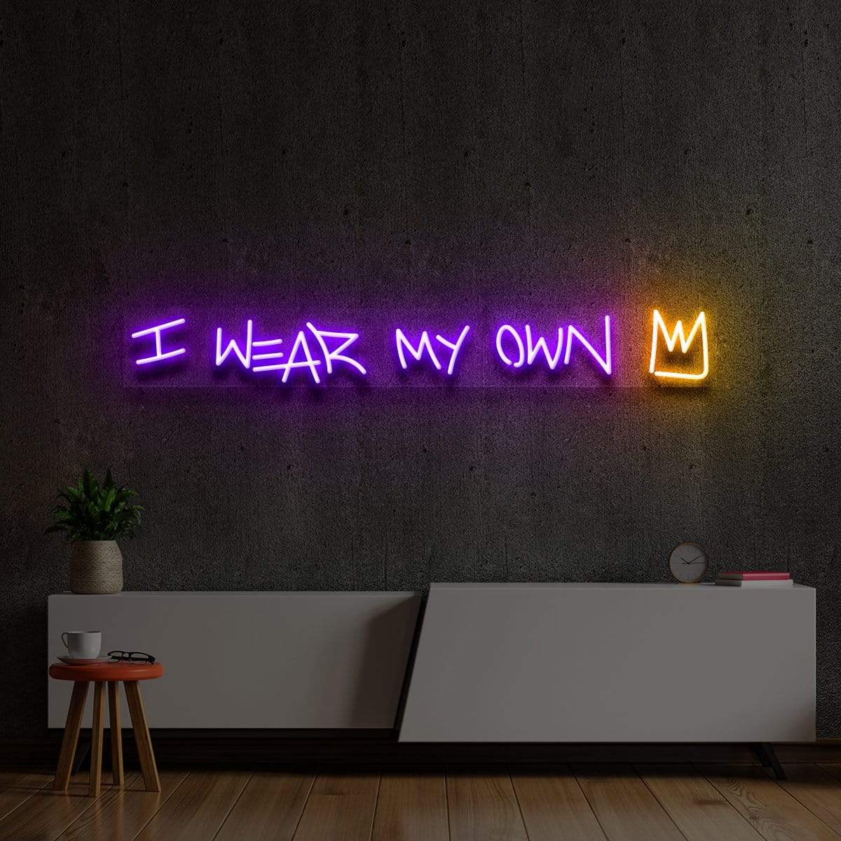 "I Wear My Own Crown" Multicolour Neon Sign 90cm (3ft) / Purple / LED Neon by Neon Icons