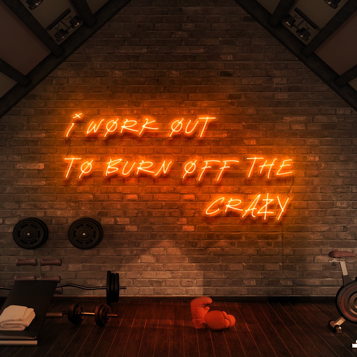 "I Work Out to Burn Off The Crazy" Neon Sign for Gyms & Fitness Studios by Neon Icons