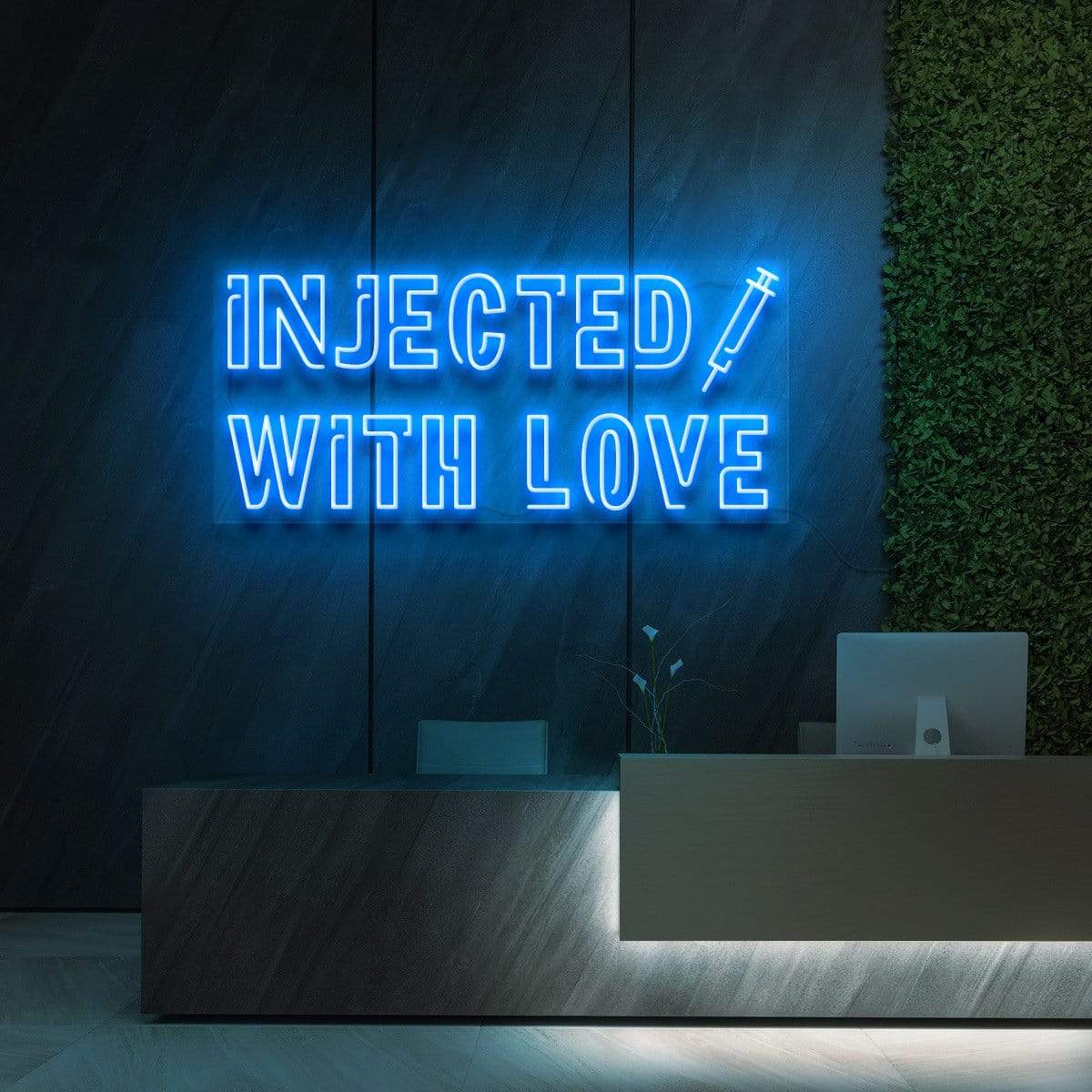 "Injected With Love" Neon Sign for Beauty & Cosmetic Studios 90cm (3ft) / Ice Blue / LED Neon by Neon Icons