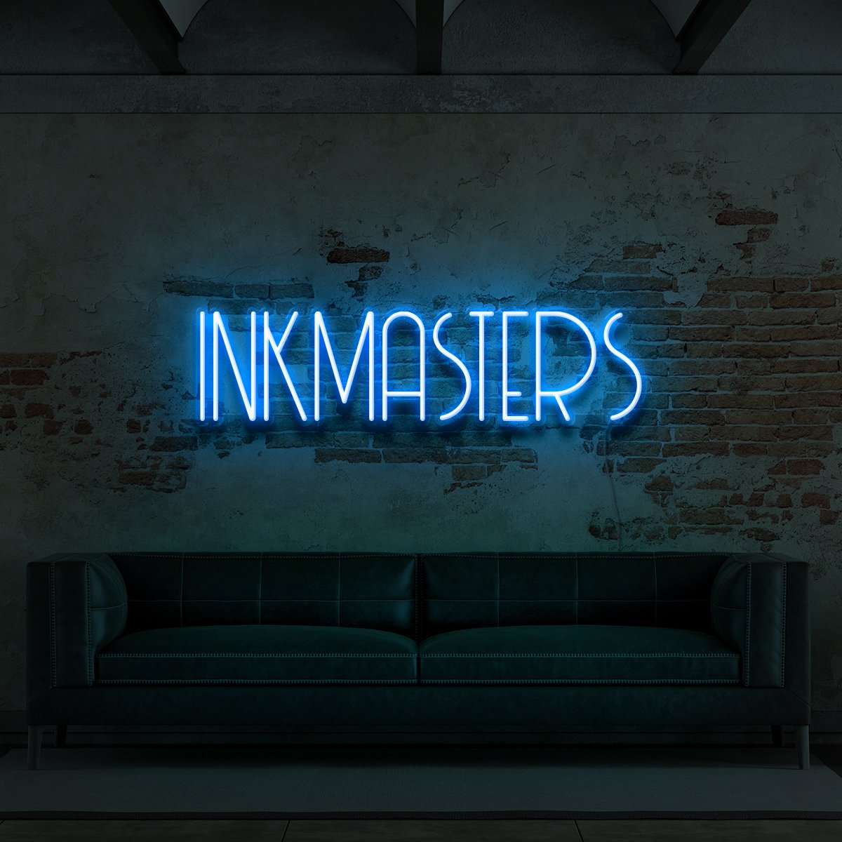 "Inkmasters" Neon Sign for Tattoo Parlours 60cm (2ft) / Ice Blue / LED Neon by Neon Icons