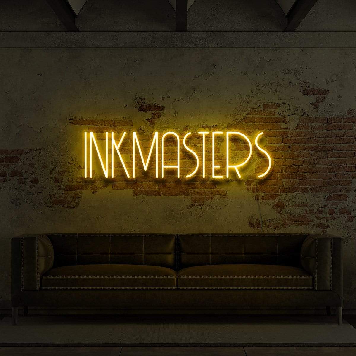 "Inkmasters" Neon Sign for Tattoo Parlours 60cm (2ft) / Yellow / LED Neon by Neon Icons