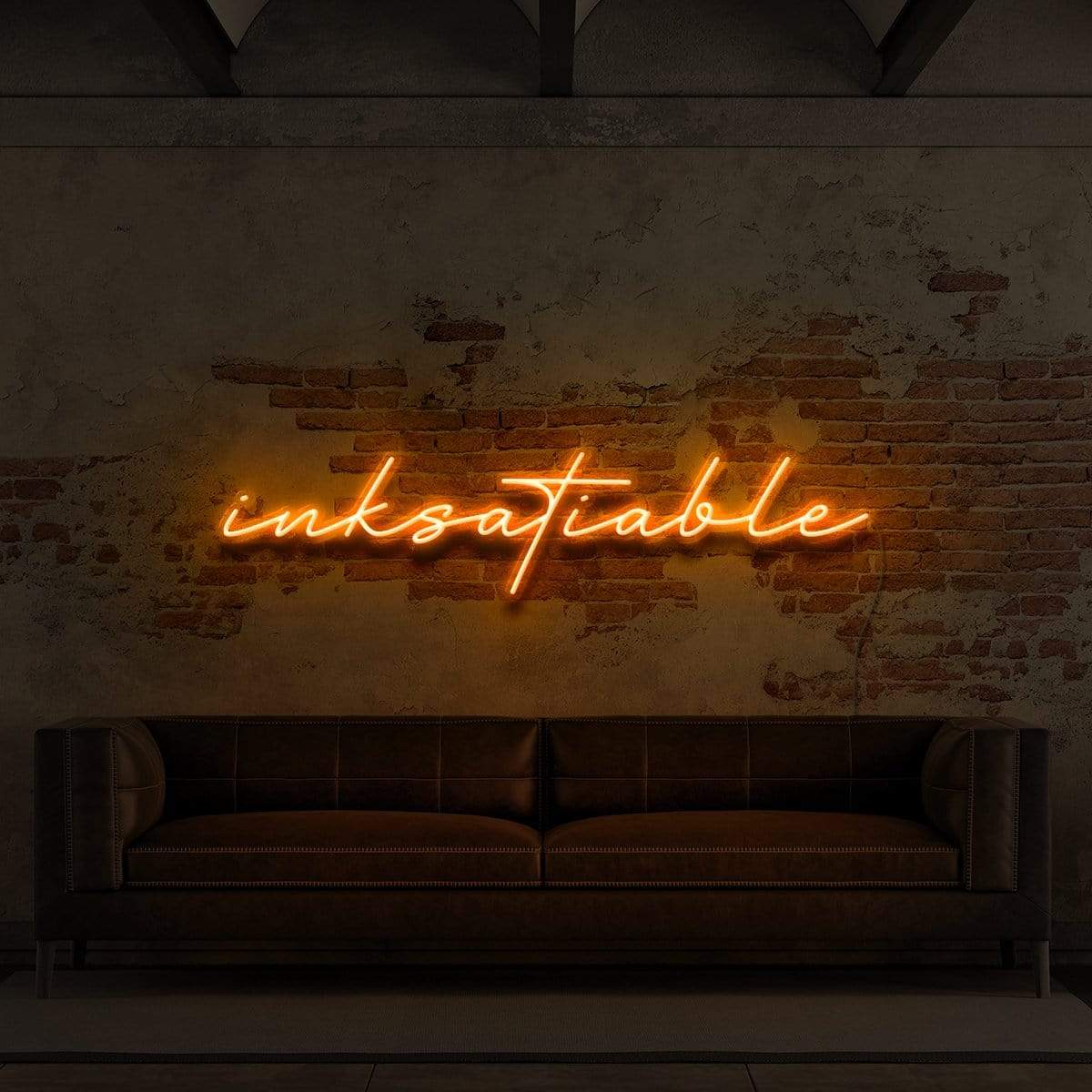 "Inksatiable" Neon Sign for Tattoo Parlours 90cm (3ft) / Orange / LED Neon by Neon Icons