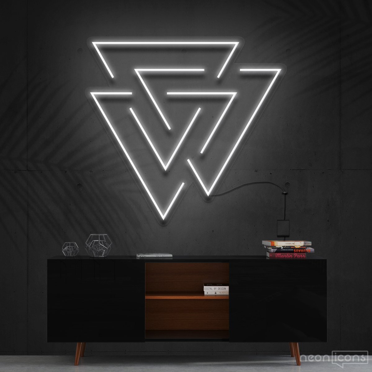 "Interlocking Triangles" Neon Sign 60cm (2ft) / White / Cut to Shape by Neon Icons