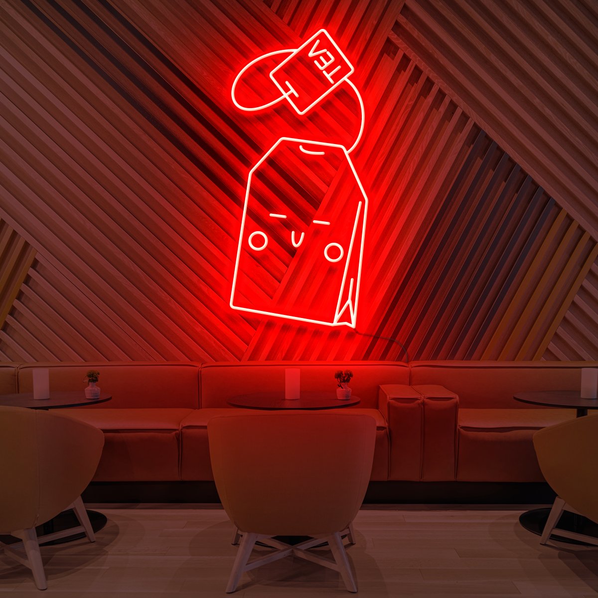 "Kawaii Tea Bag" Neon Sign for Cafés by Neon Icons
