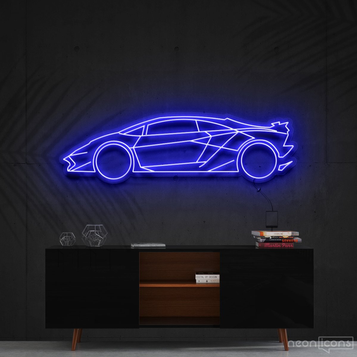 "Lamborghini Aventador SV" Neon Sign 90cm (3ft) / Blue / Cut to Shape by Neon Icons