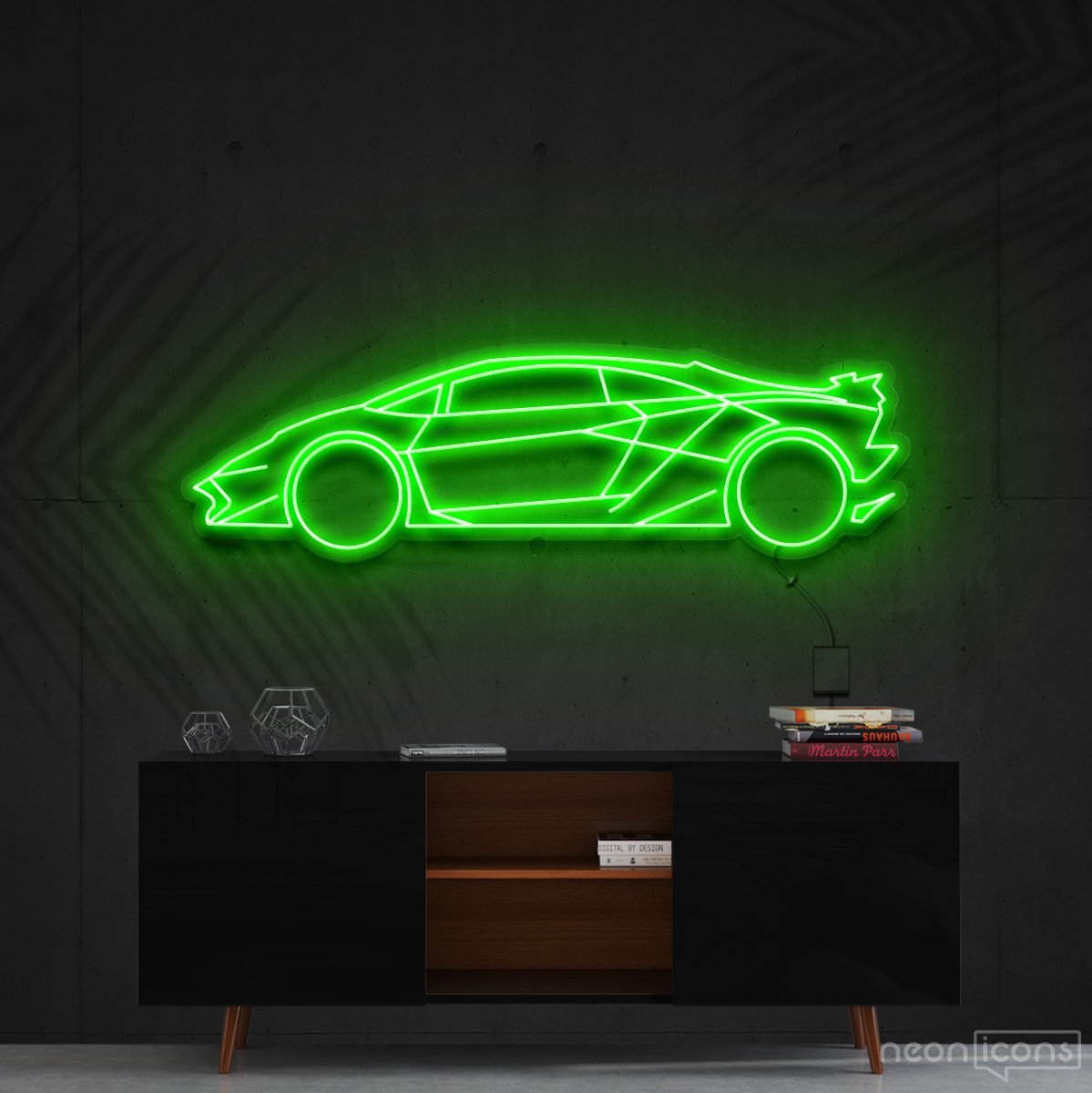 "Lamborghini Aventador SV" Neon Sign 90cm (3ft) / Green / Cut to Shape by Neon Icons