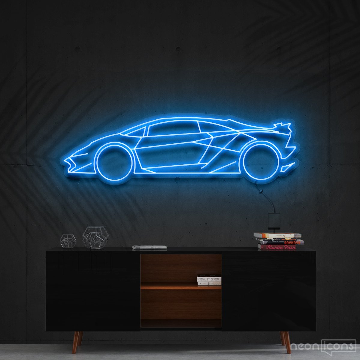 "Lamborghini Aventador SV" Neon Sign 90cm (3ft) / Ice Blue / Cut to Shape by Neon Icons