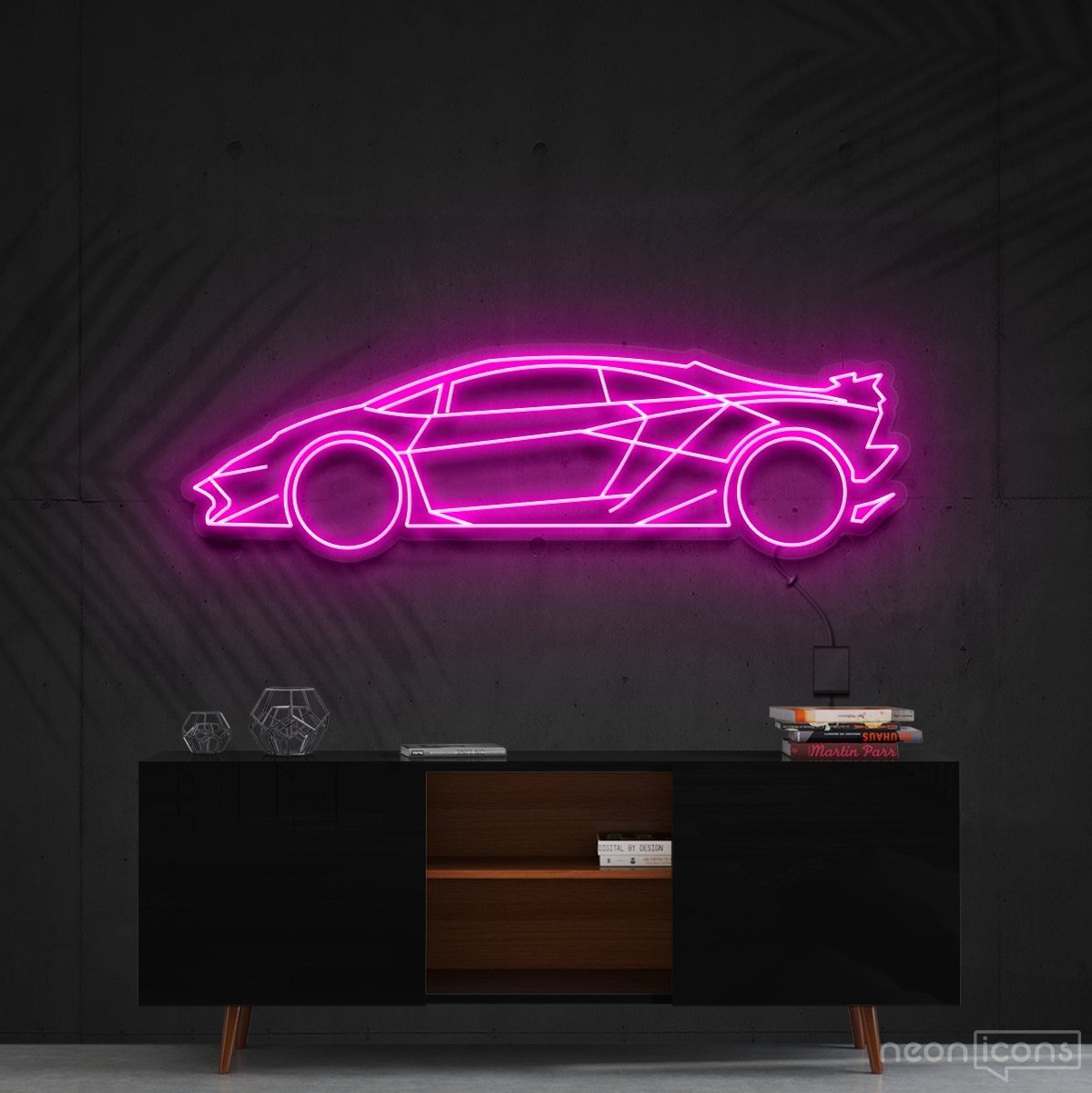 "Lamborghini Aventador SV" Neon Sign 90cm (3ft) / Pink / Cut to Shape by Neon Icons
