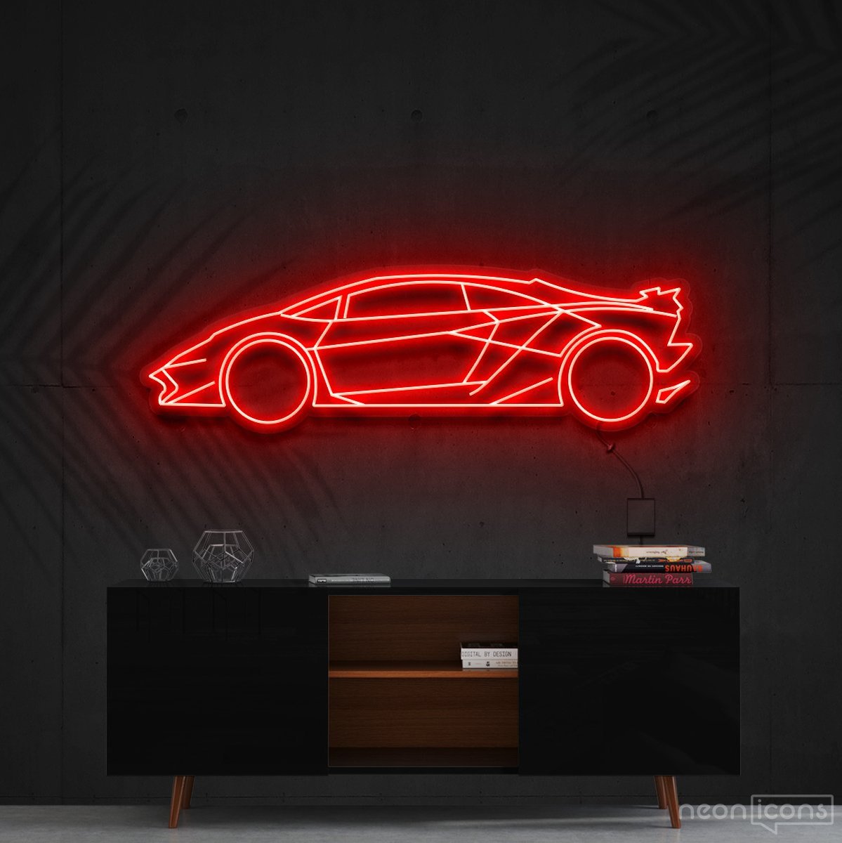 "Lamborghini Aventador SV" Neon Sign 90cm (3ft) / Red / Cut to Shape by Neon Icons
