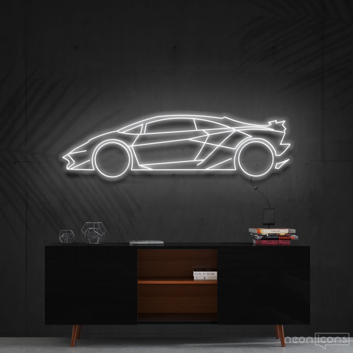 "Lamborghini Aventador SV" Neon Sign 90cm (3ft) / White / Cut to Shape by Neon Icons