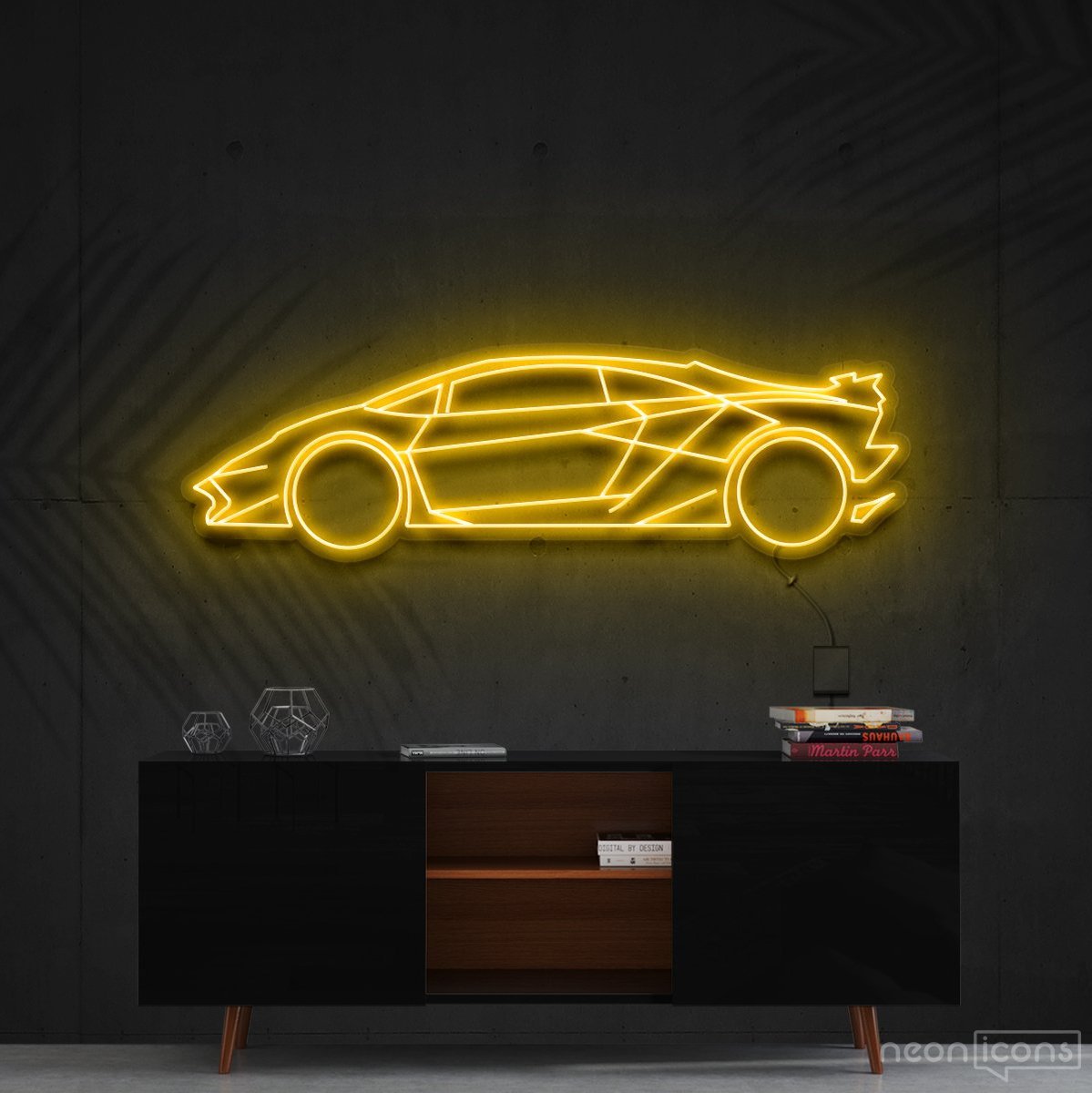 "Lamborghini Aventador SV" Neon Sign 90cm (3ft) / Yellow / Cut to Shape by Neon Icons