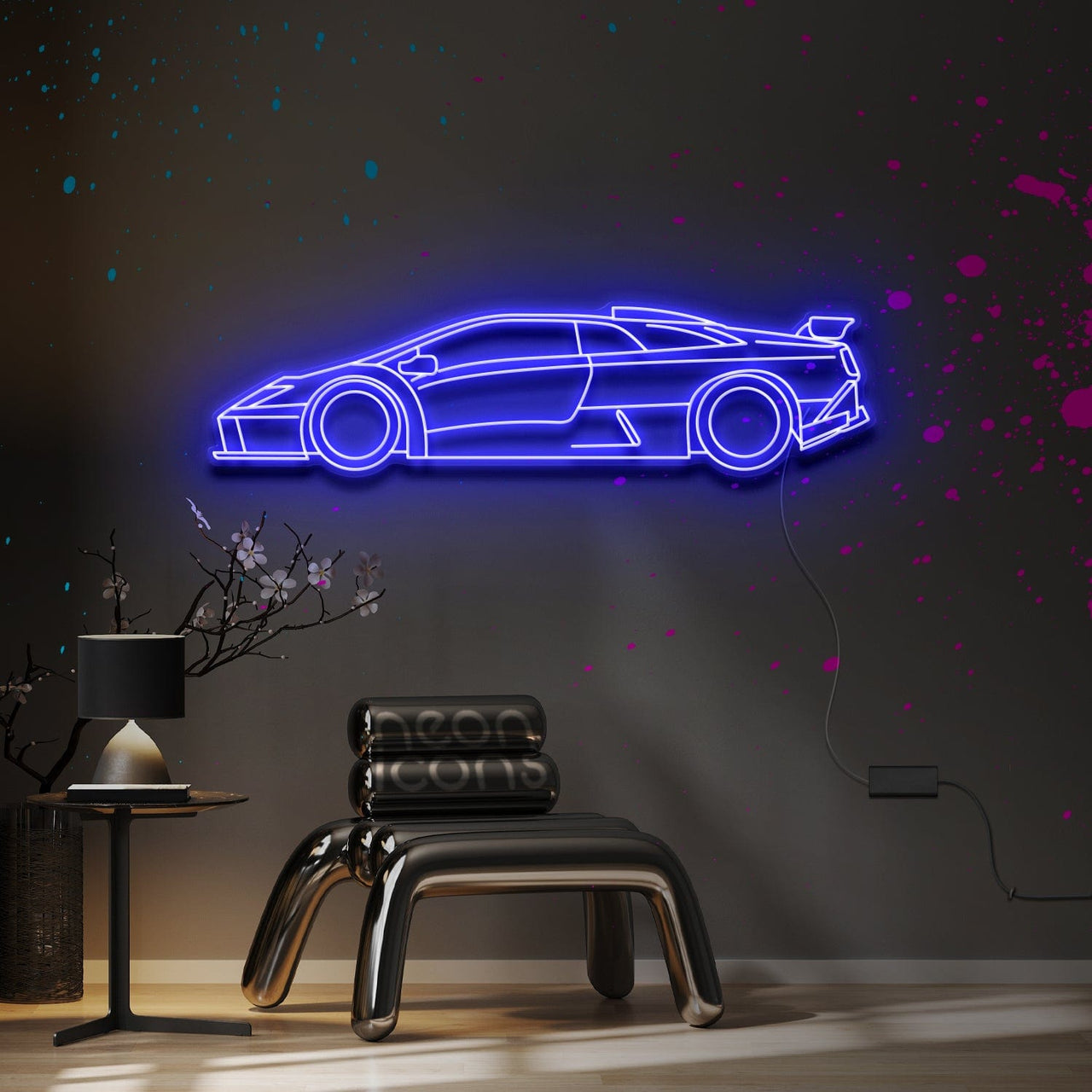 "Lamborghini Diablo GTR" Neon Sign 4ft x 1.1ft / Blue / LED Neon by Neon Icons